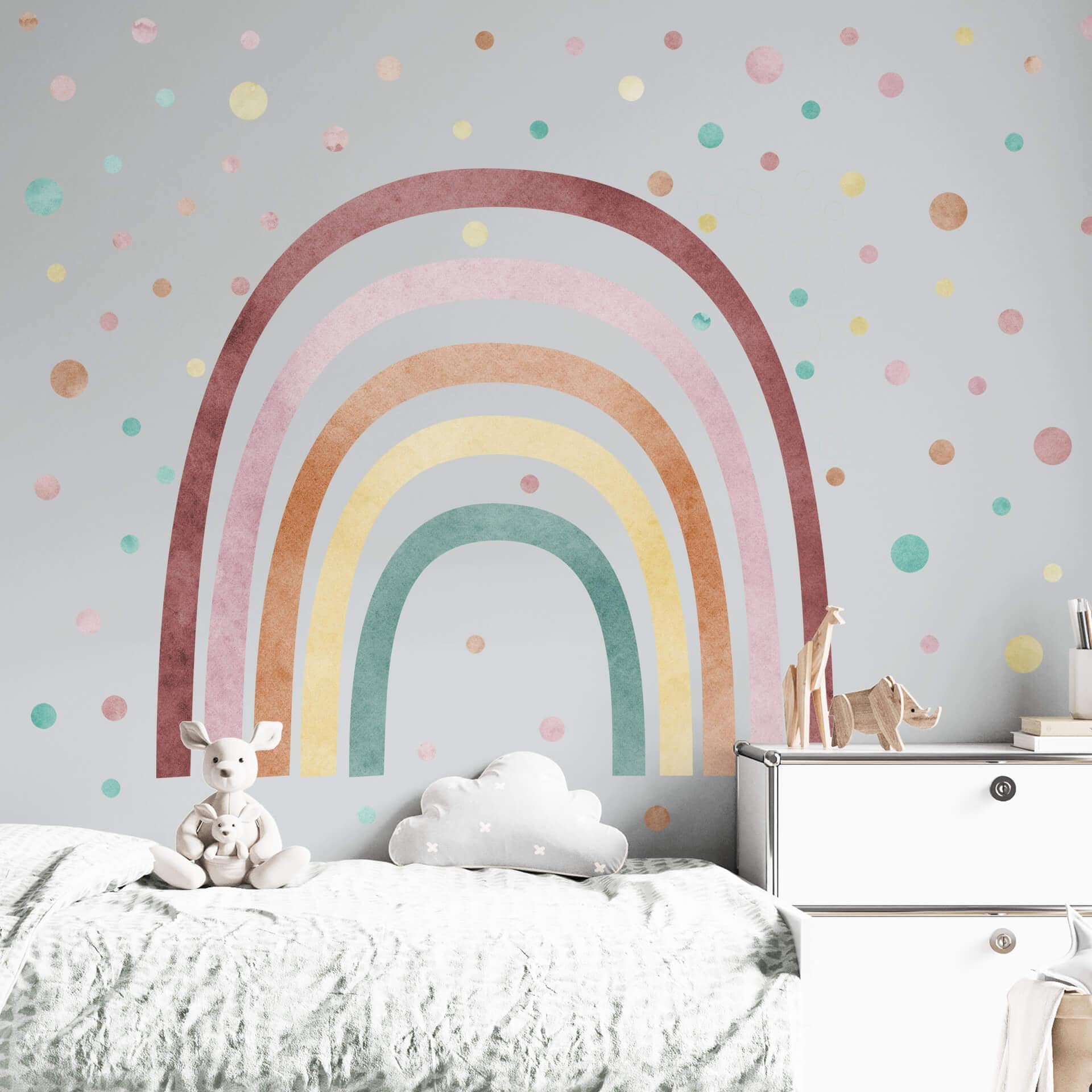 Wallsticker Regnbue med farvede prikker - sæt (79 dele)