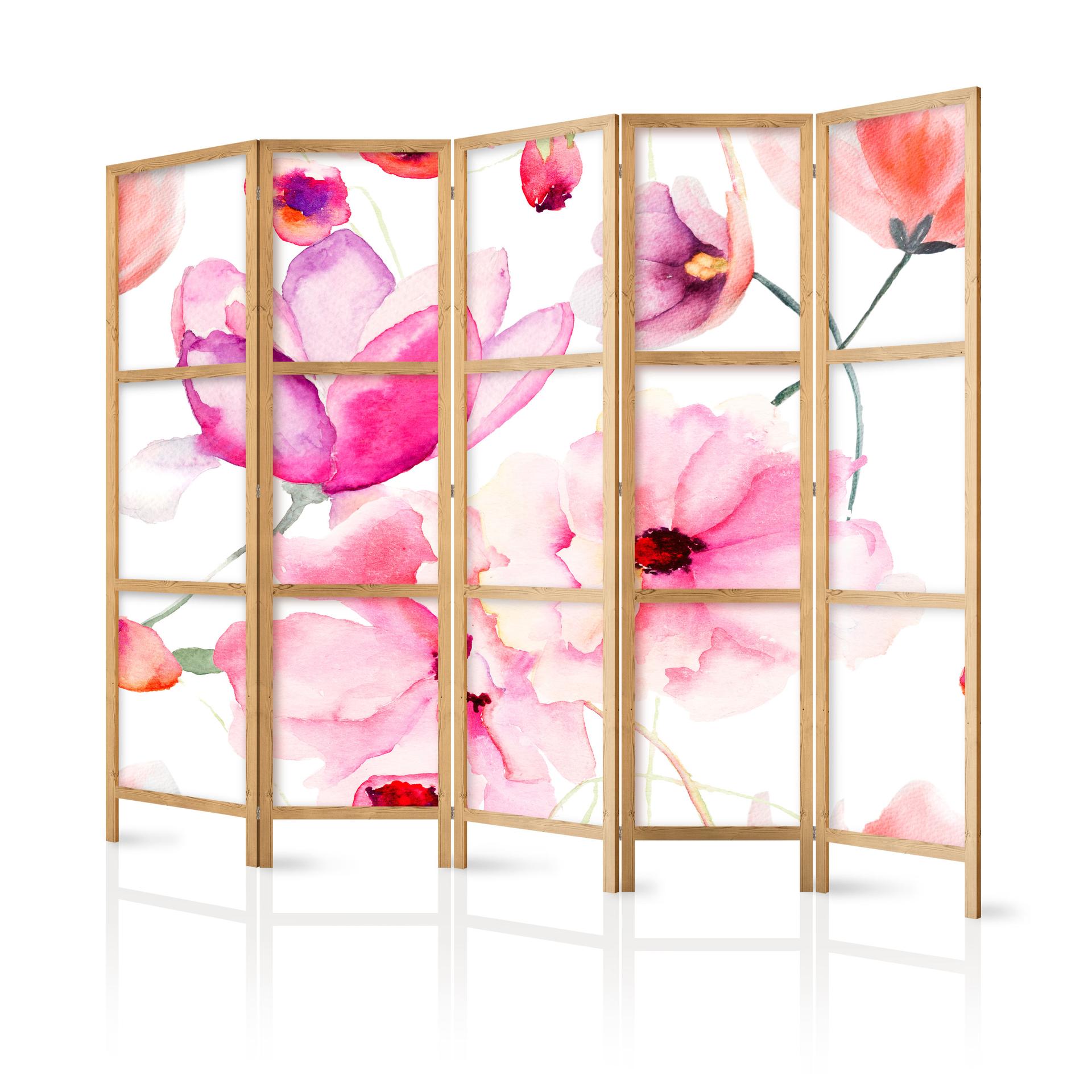 Parete divisoria giapponese pieghevole - Fiori in fiore, 3 pezzi