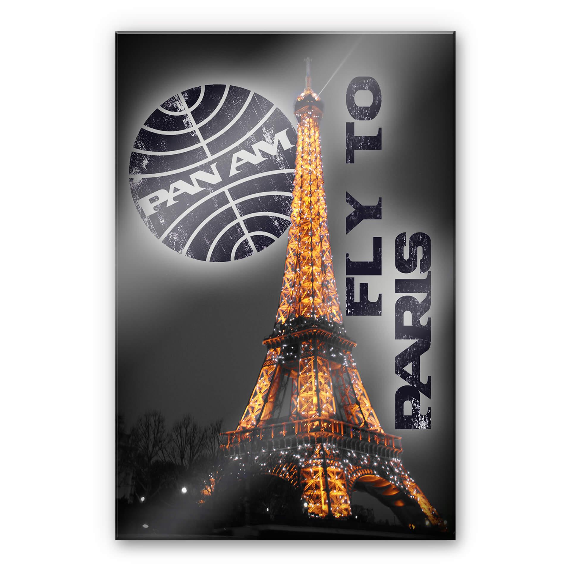 Akrylbillede PAN AM - Paris Eiffeltårnet oplyst