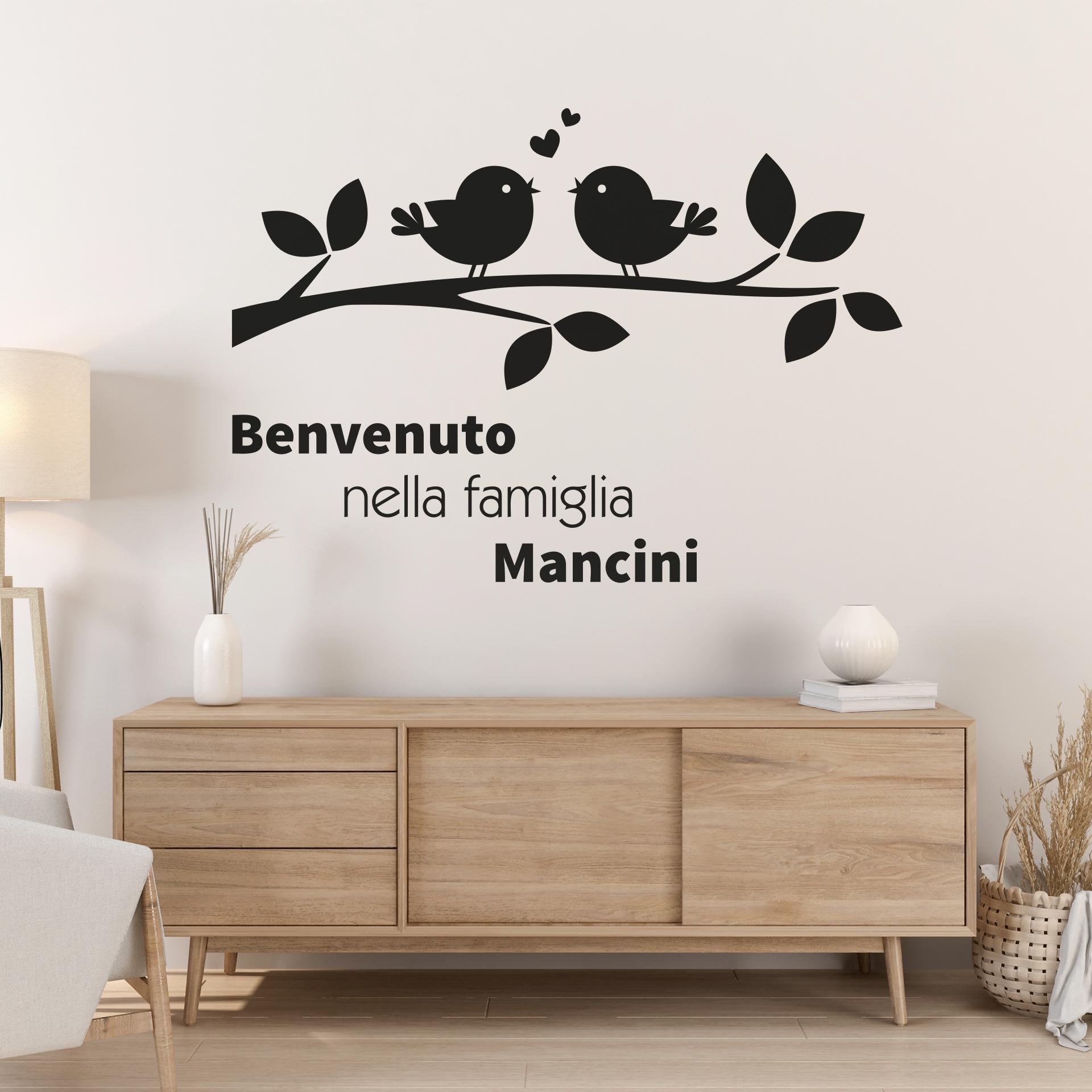 Adesivo murale Benvenuto nella famiglia + Nome
