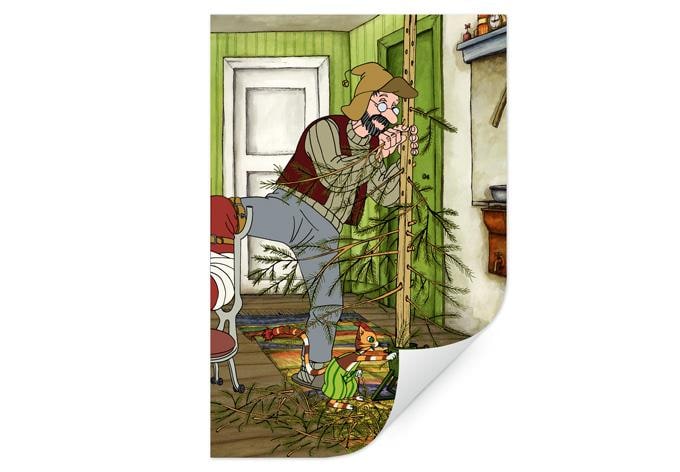 Wallprint W - Pettersson und Findus - Ein Weihnachtsbaum für Männer