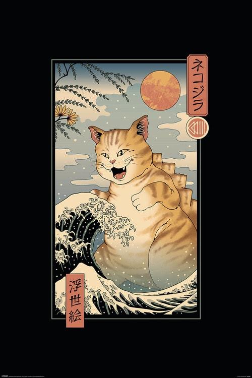 Poster art print Vincent Trinidad - Catzilla Ukiyoe 61x91,5 cm