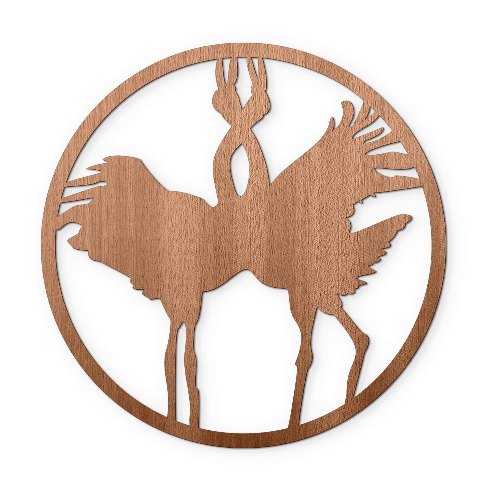 Decoro in legno - Coppia di gru