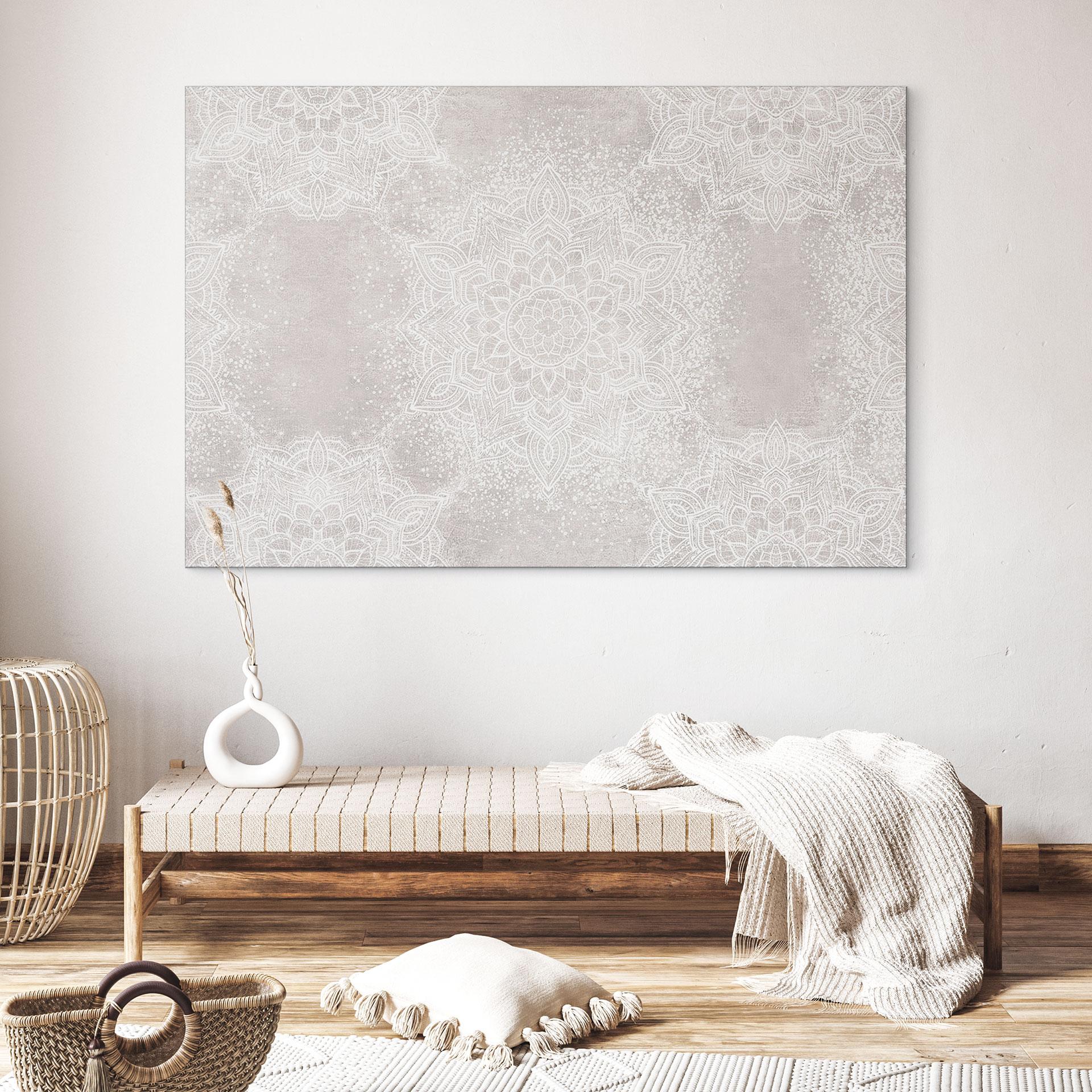 Billede Blød mandala på grå-beige - Bloomery Decor – print på aluminium (Alu-Dibond)