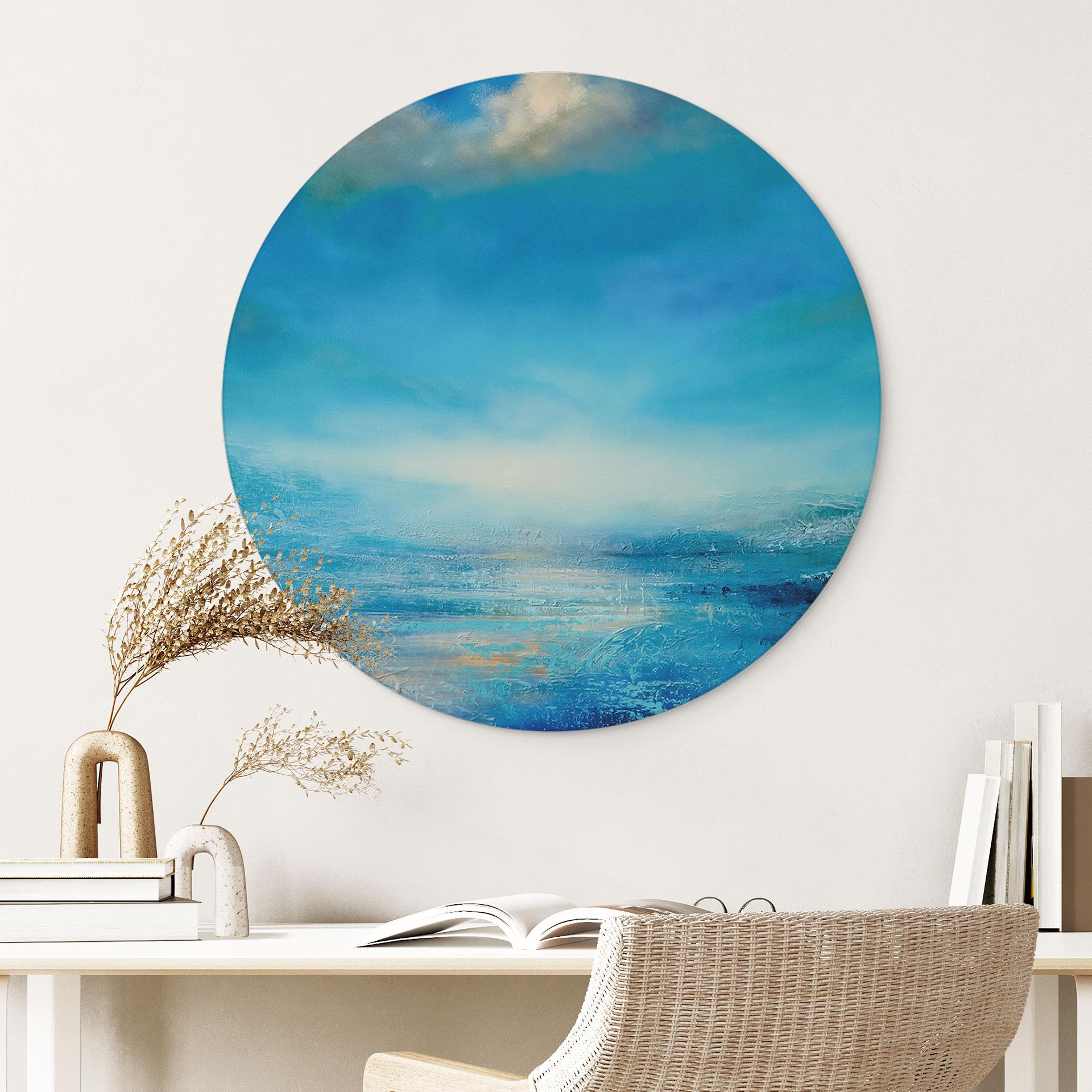 Billede Endless expanse in blue - Schmucker - rund – print på aluminium (Alu-Dibond)