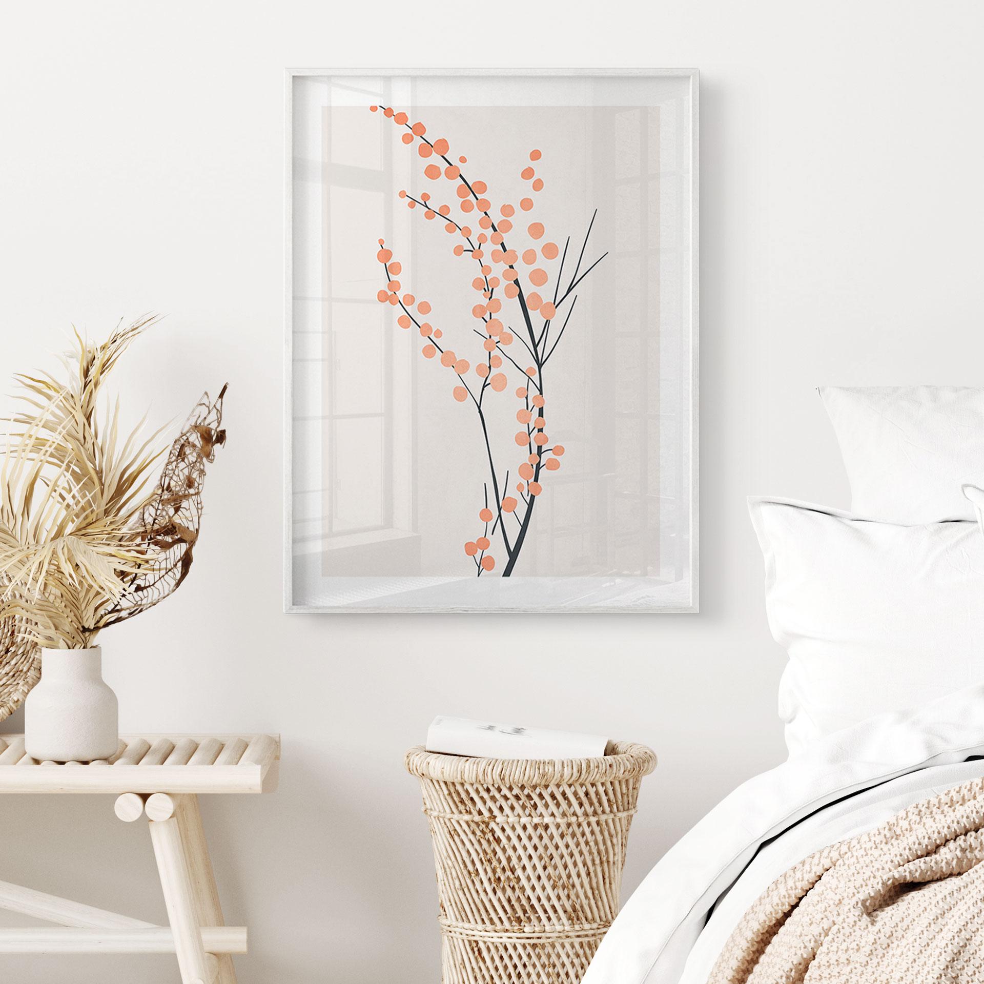 Plakat Ferskenfarvede kirsebærblomster - Kubistika