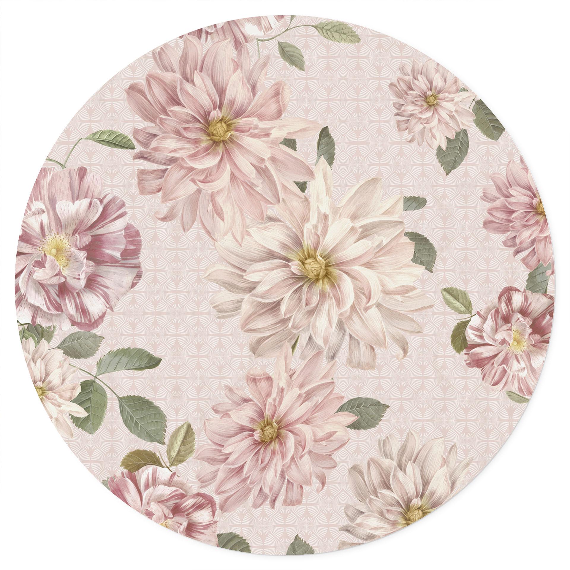 Muursticker Dahlia's Shabby Chic Roze - Bloemdecor - Rond