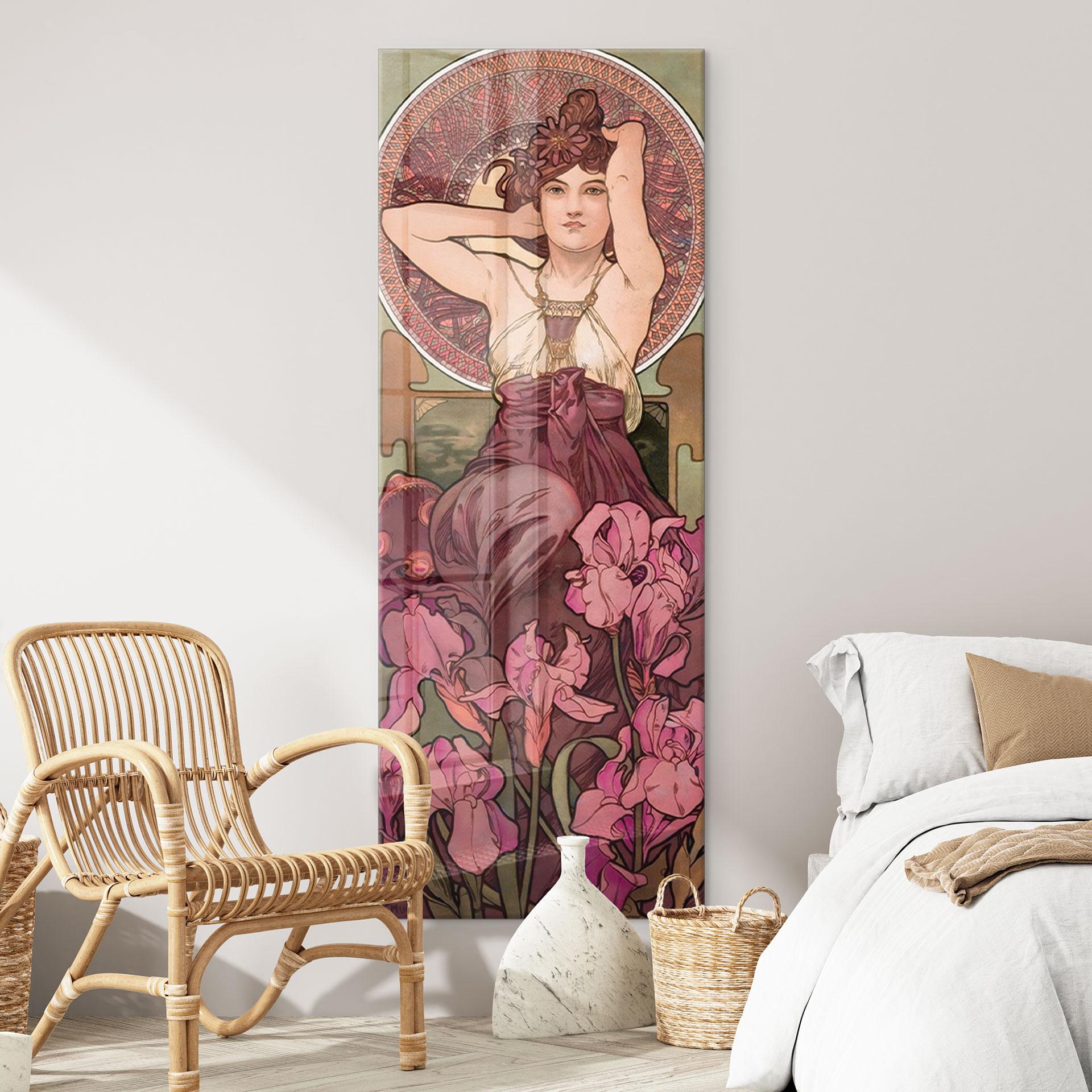 Acrylglasbild Mucha - Edelsteine: Amethyst - Panorama