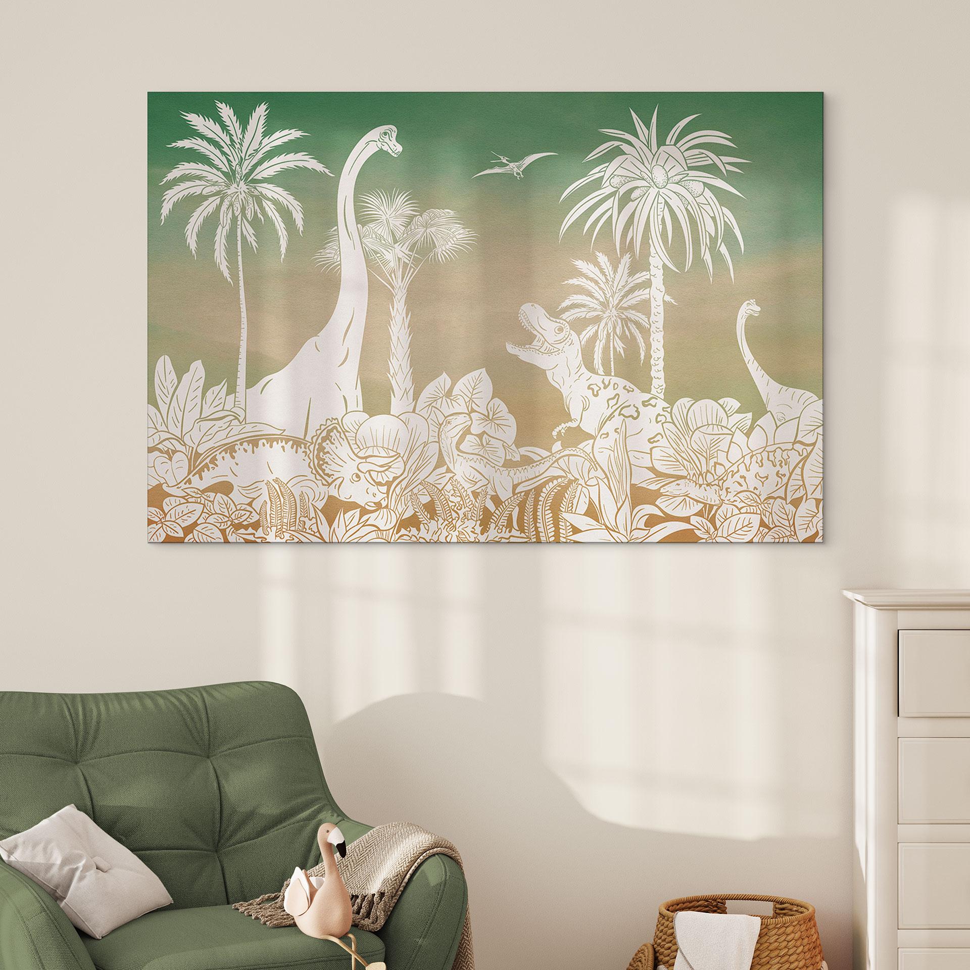 Wandbild Abenteuerreise zu den Dinosauriern - Ombre - Kikki Belle - Alu-Dibond