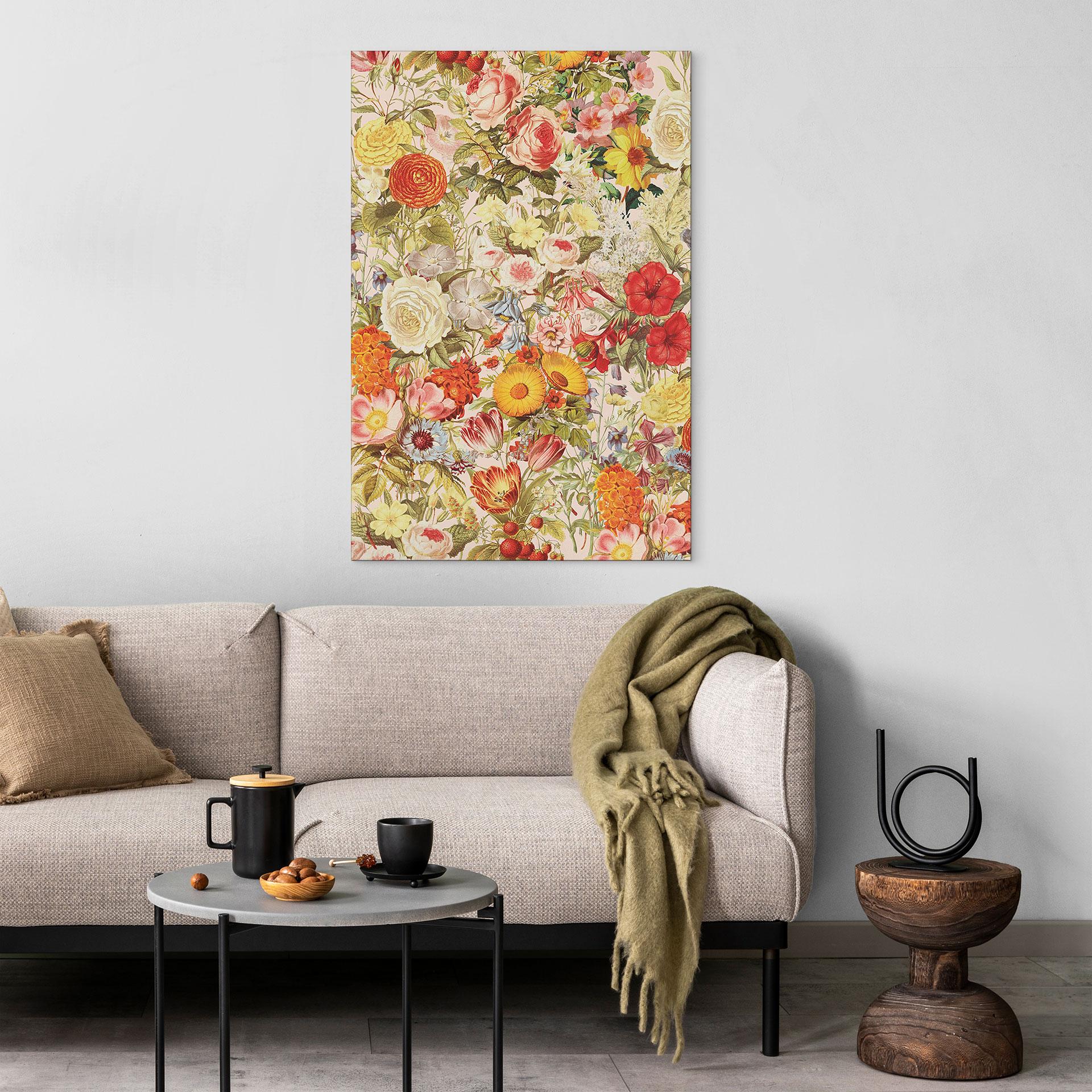 Wandbild Farbenfrohe Blumencollage - Frida Floral Studio - Alu-Dibond