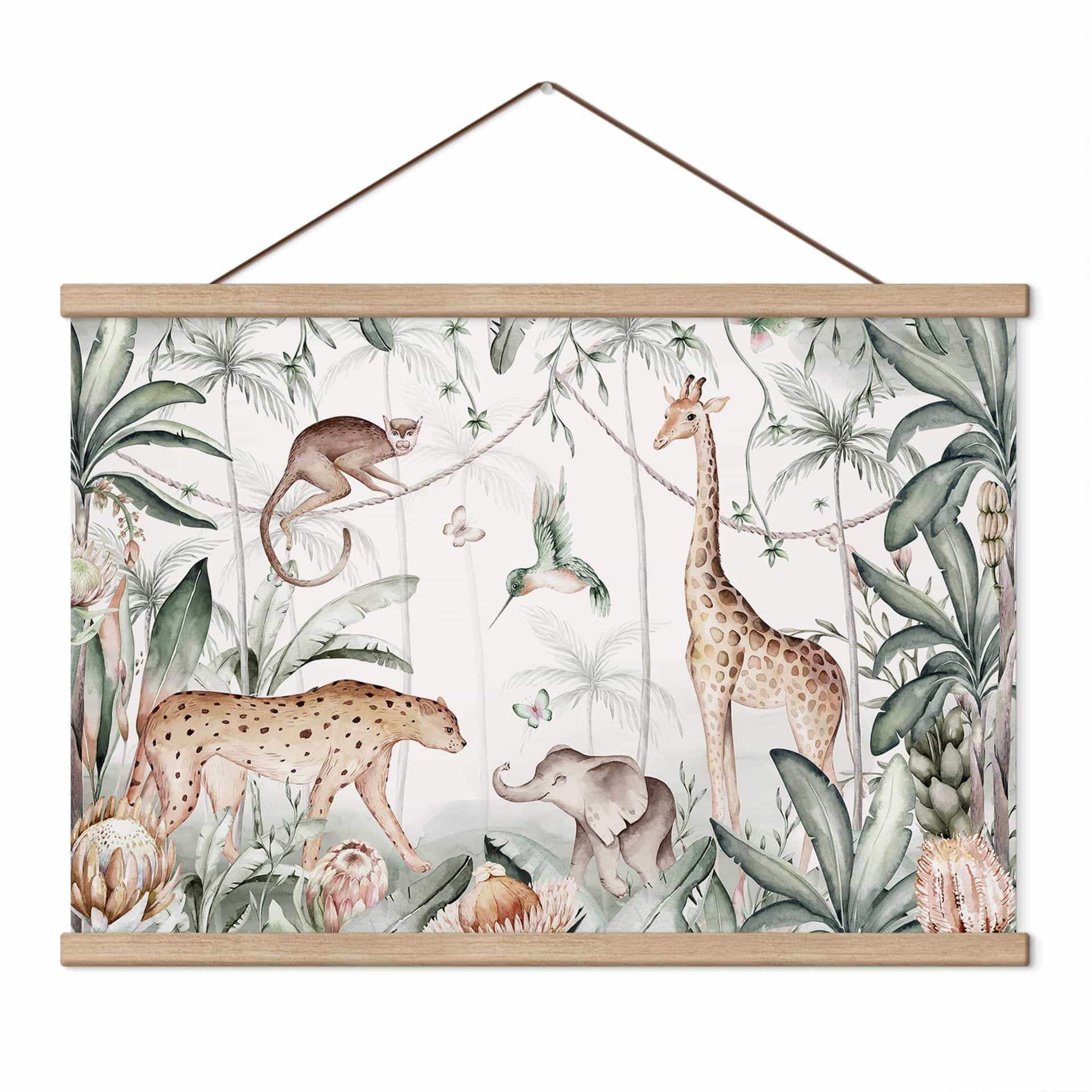 Kinderkamer Textielposter Dieren in de jungle - Kvilis