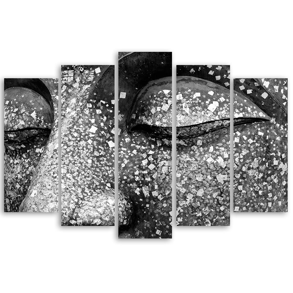 Canvas print 5 stuks, Boeddha zwart wit