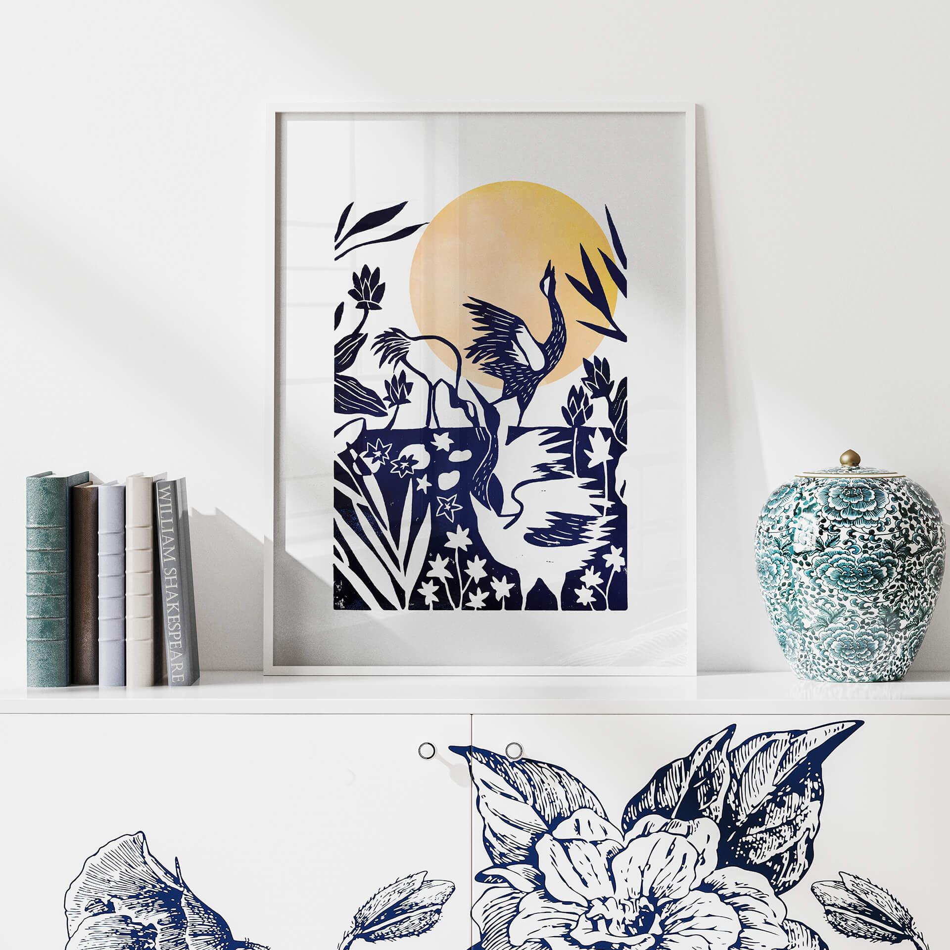 Plakat Goed Blauw - Linoryt Żuraw