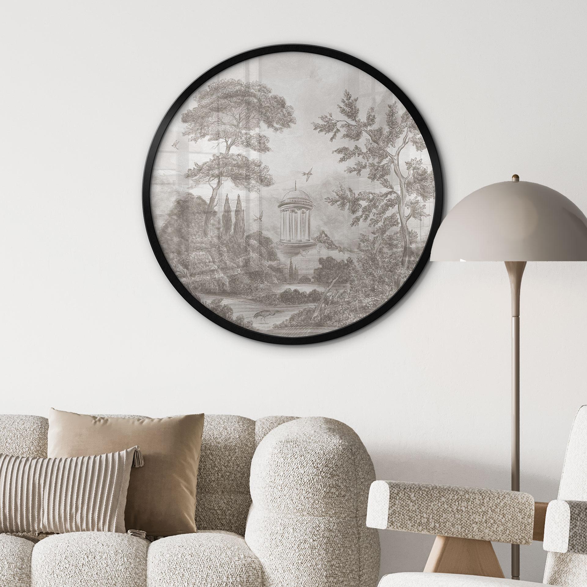 Poster Landschaft mit Gartenlandschaft in Beige - Ms Tiff - Rund