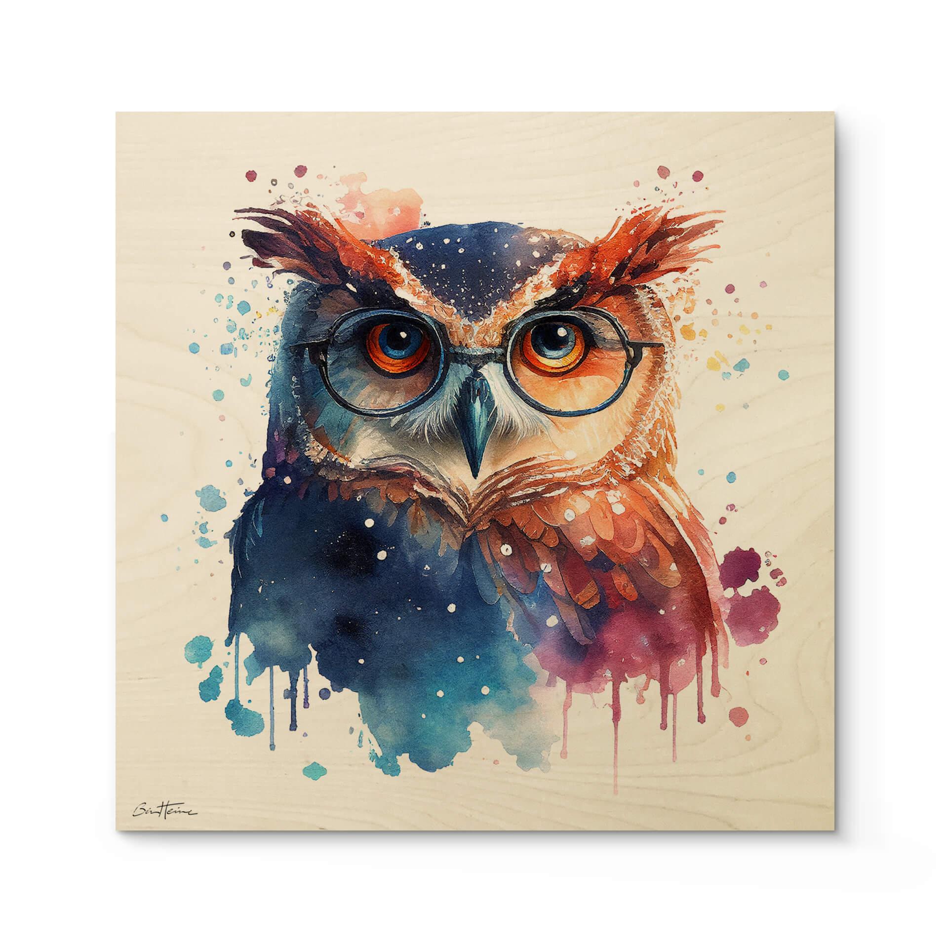 Træplakat Heine - Intelligent Owl