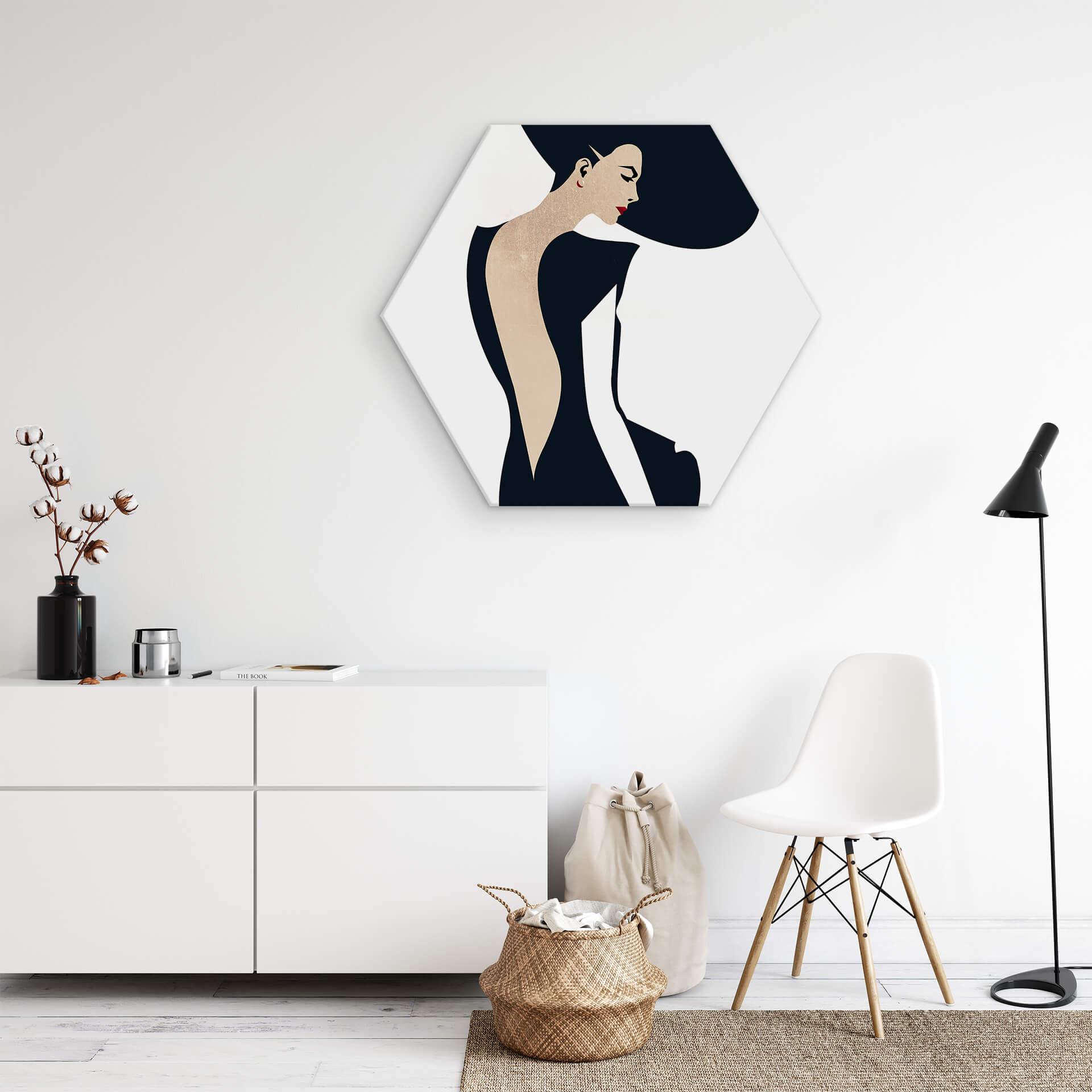 Hexagon Dibond Kubistika - Lady in Black