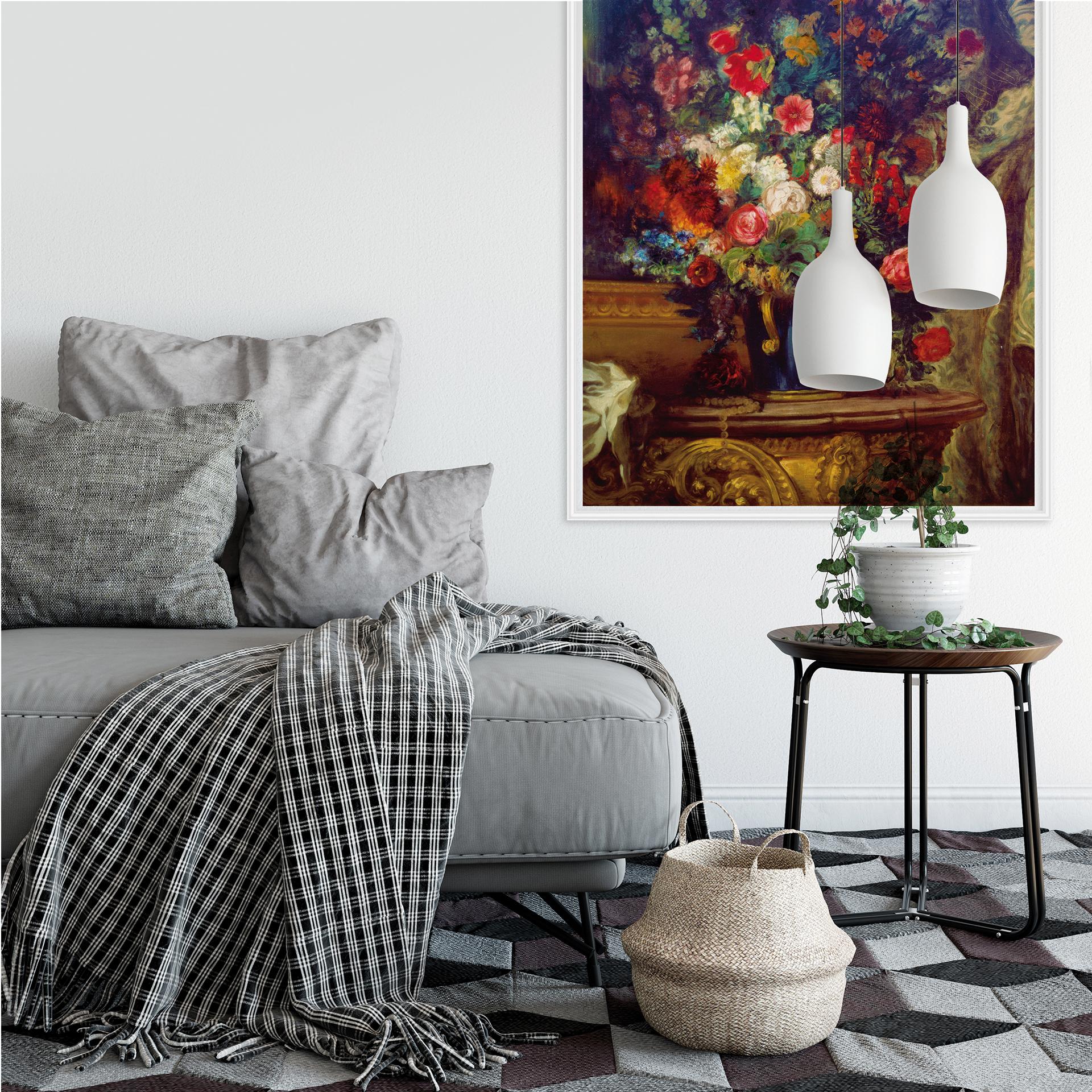 Wallprint Delacroix - Vase mit Blumen auf einer Konsole