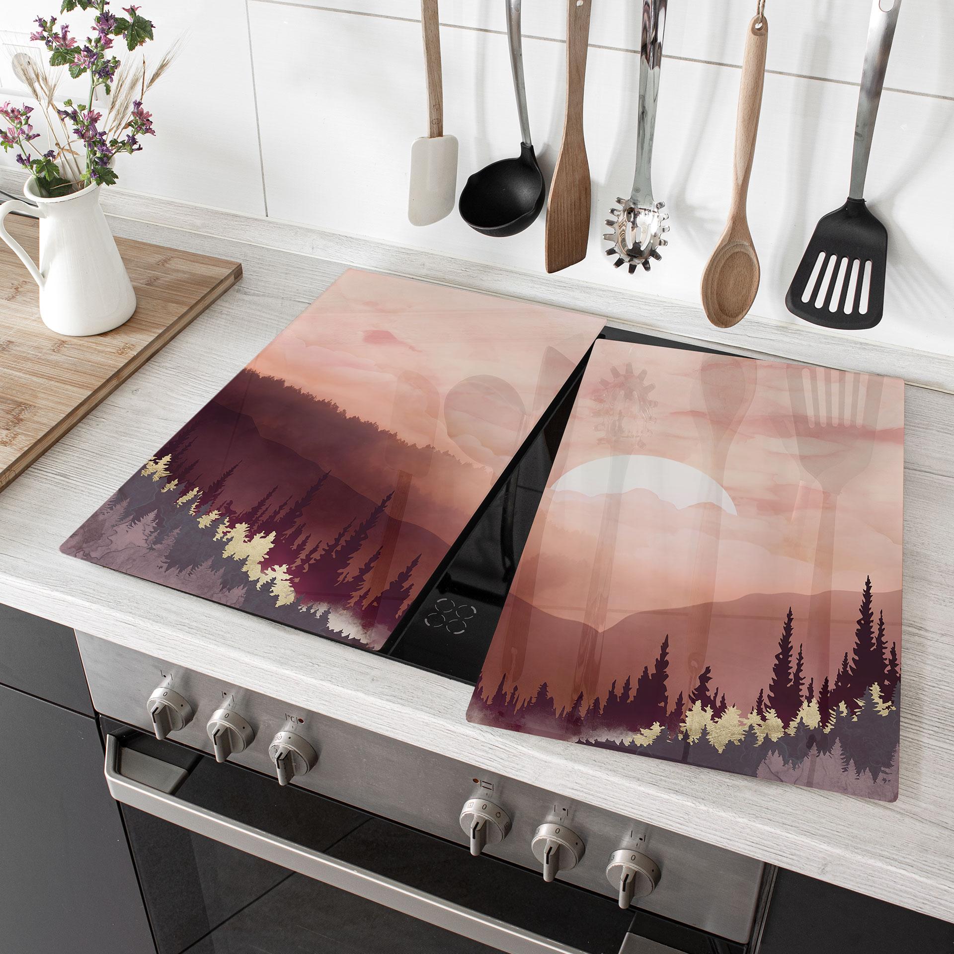 Kogeplade - Lyserød solnedgang over skoven - SpaceFrog Designs
