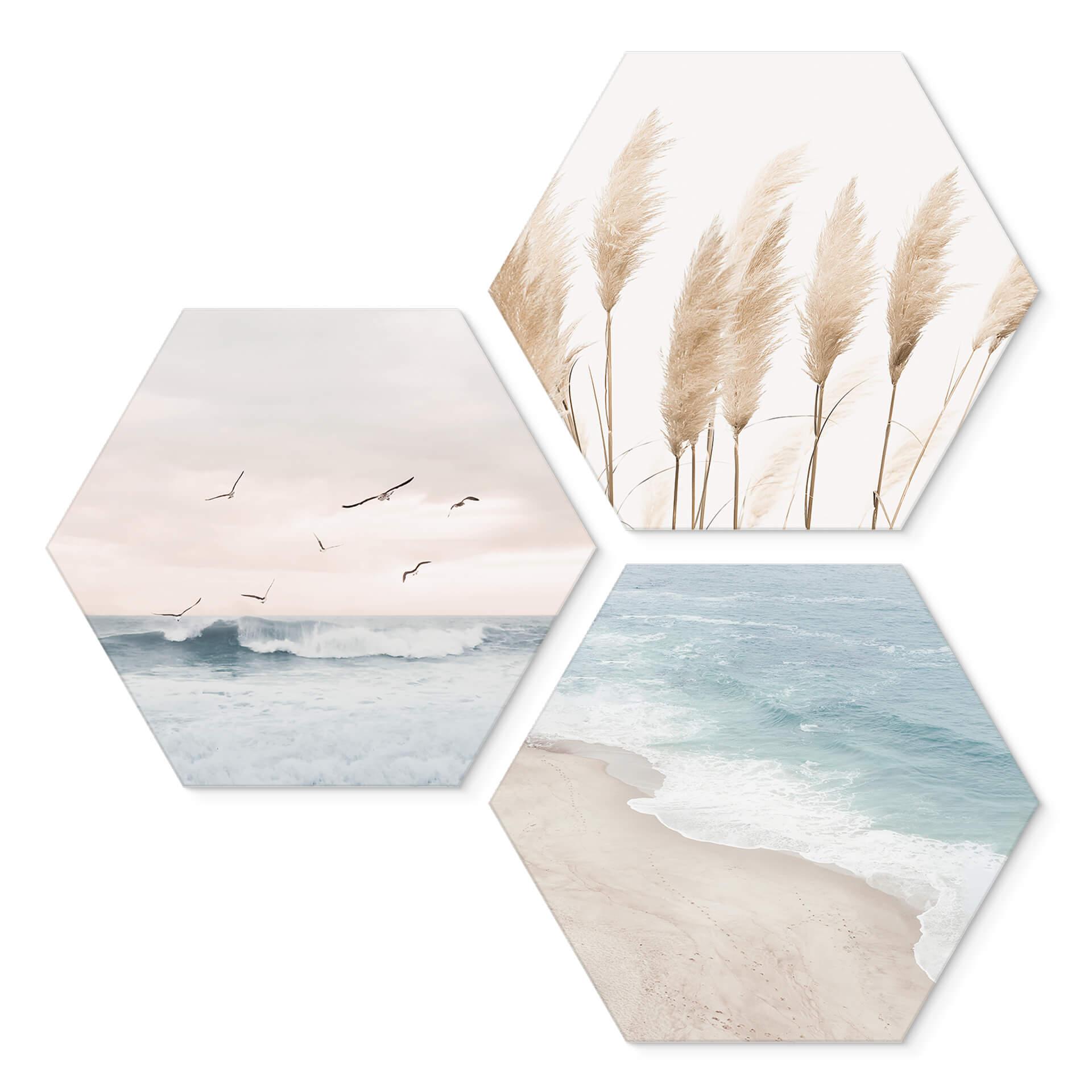 Hexagon Dibond Sisi & Seb - Sommerdrøm ved havet-sæt (3 dele)