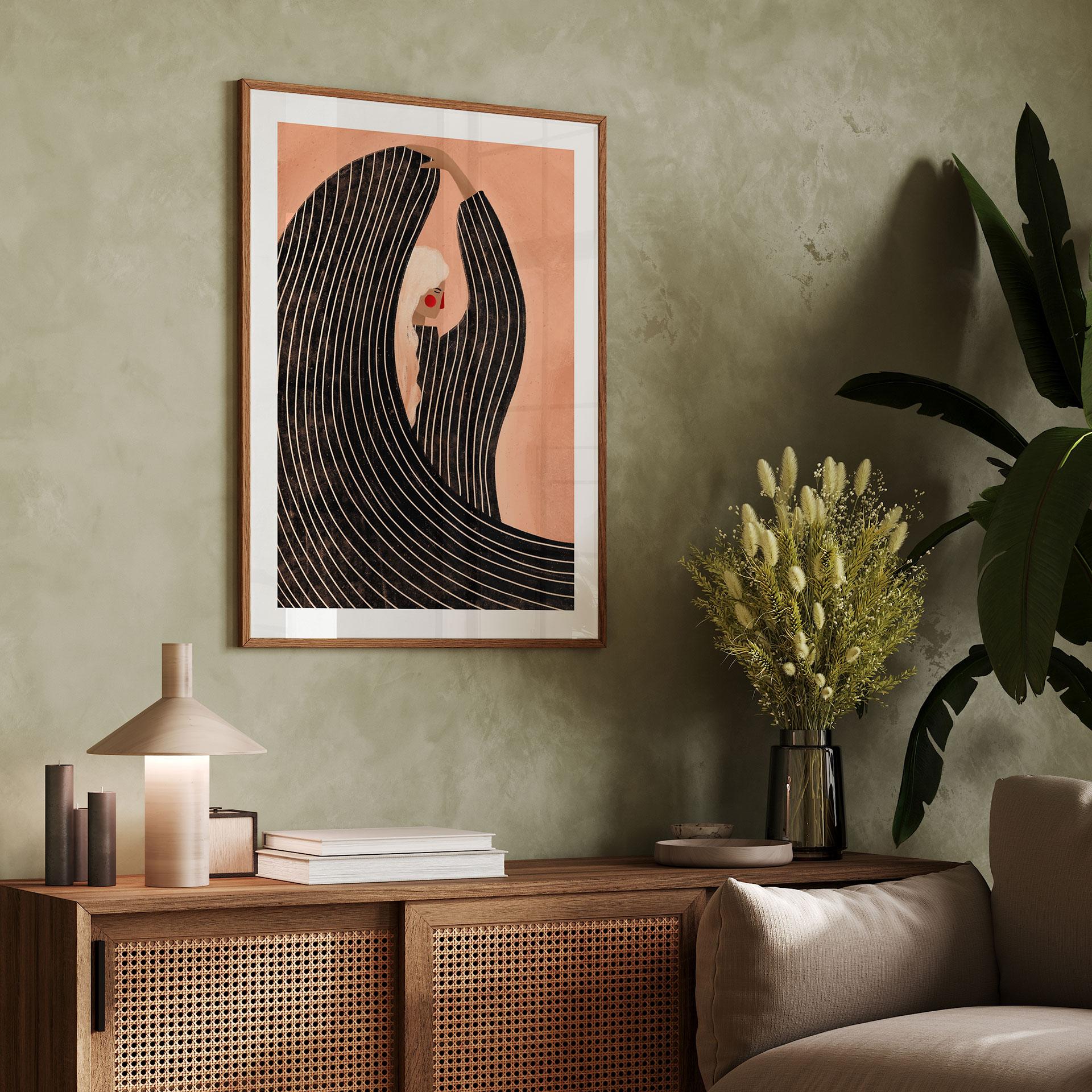 Plakat kvinde med sortstribet kjole - Müller