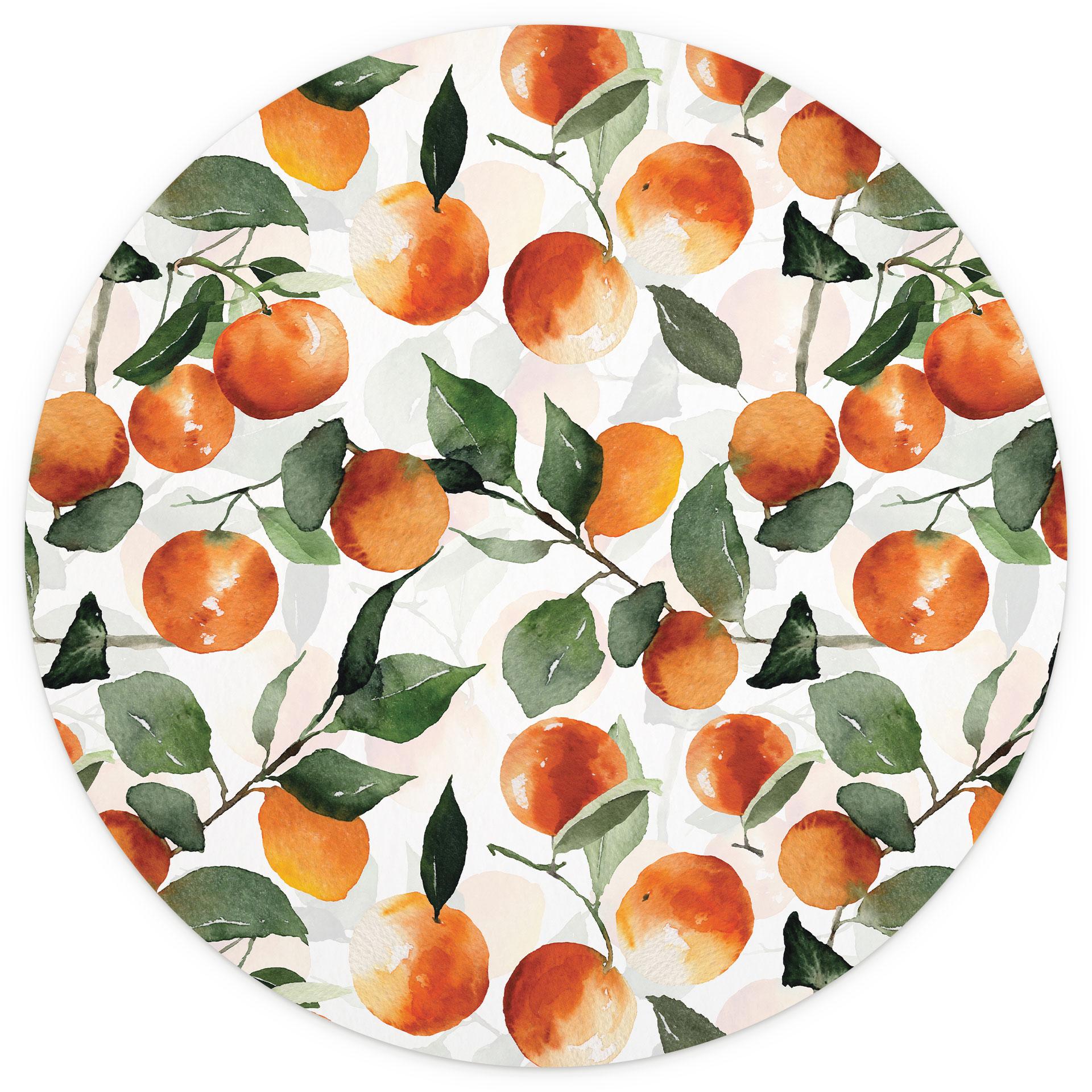 Fotomurale tondo Mandarini fruttati - UN Designs - carta da parati in tessuto non tessuto/carta da p