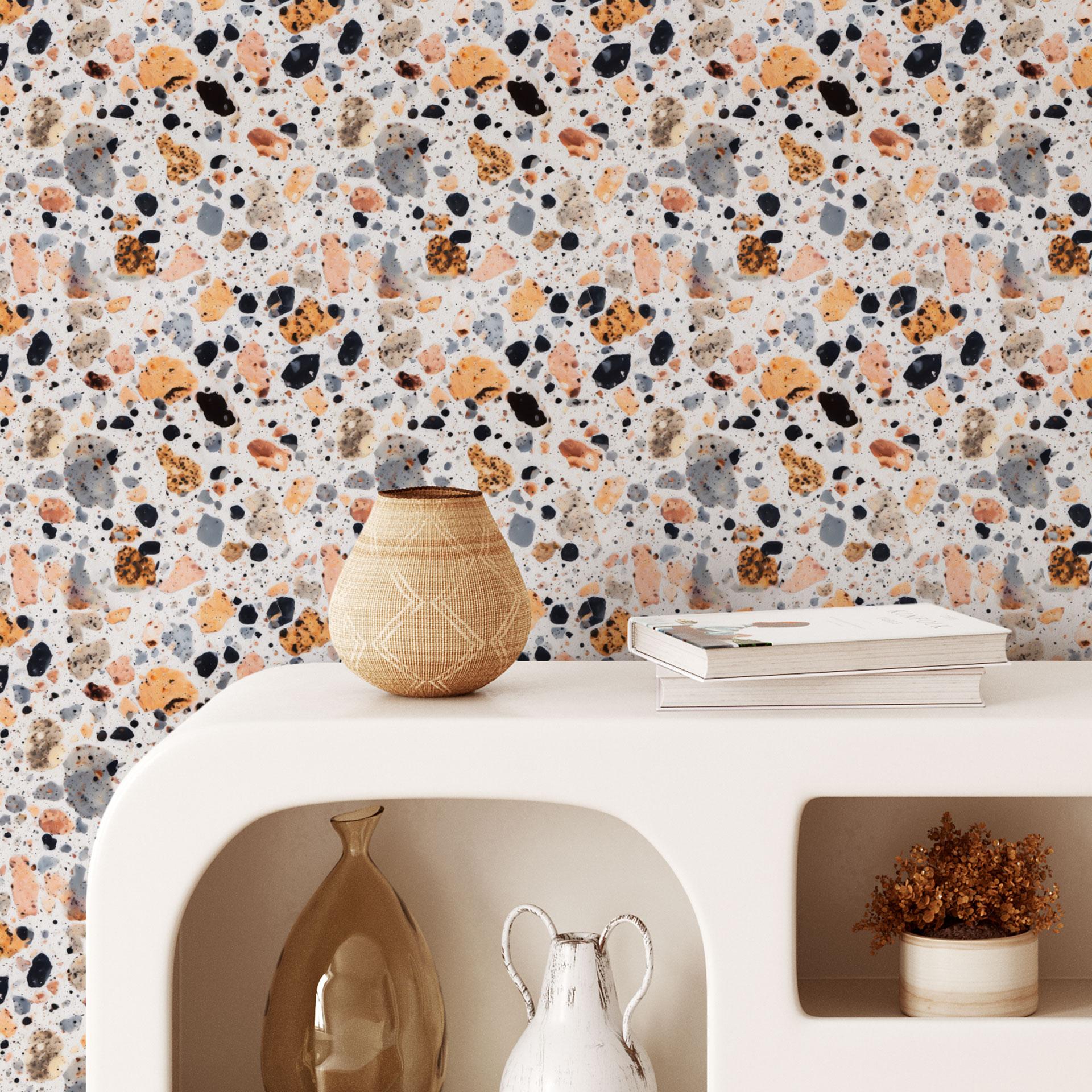 Kleurrijk terrazzo-steenpatroon behang - Treechild