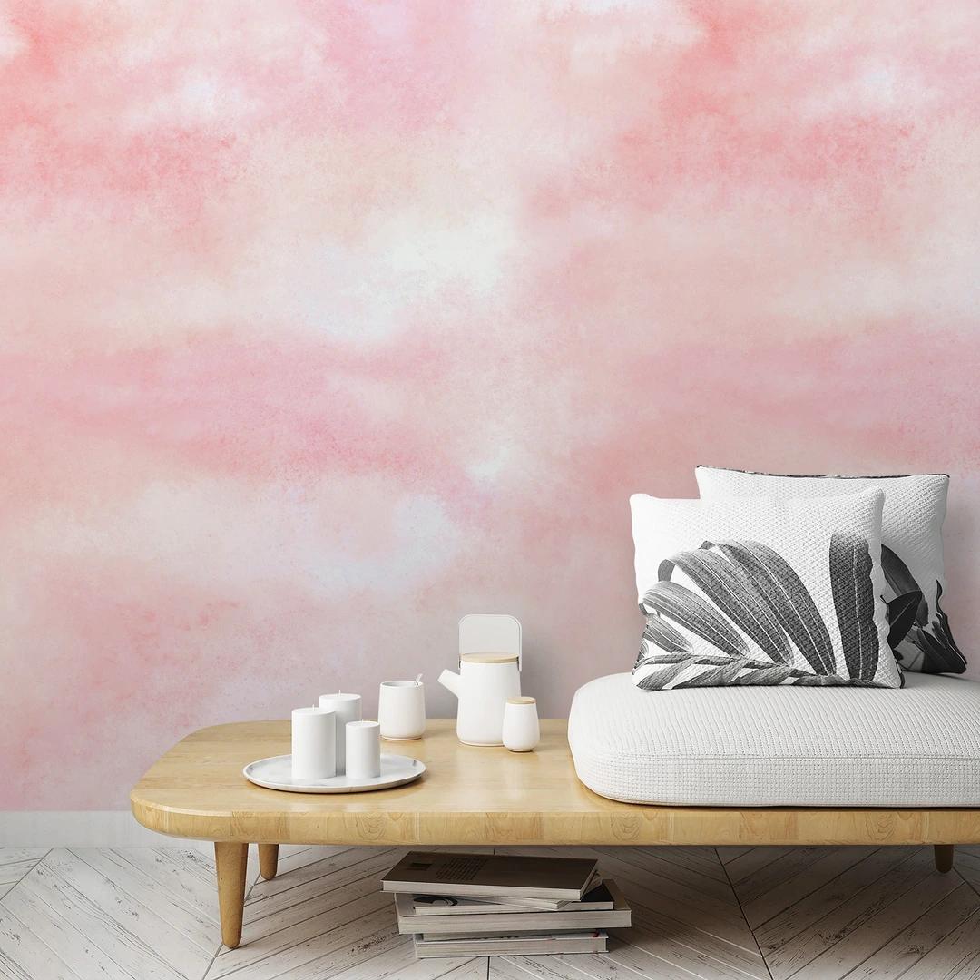Fotobehang met hemel en wolken, roze effen 2.70 x 2.12 m