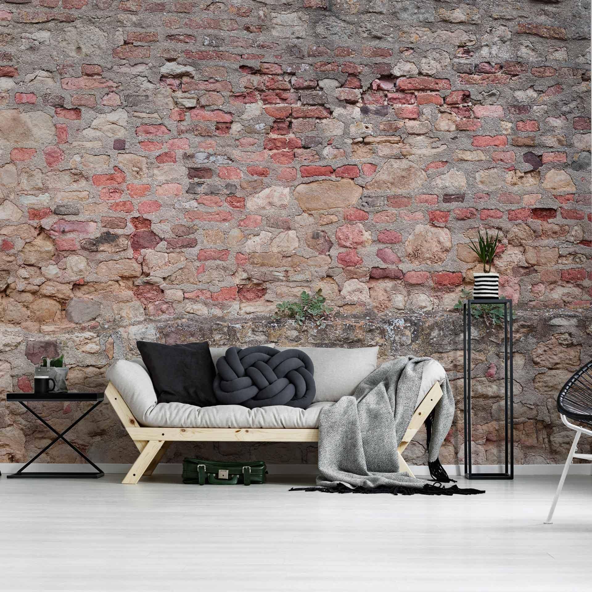 Sten tapet Stonewall i beige rød - non-woven tapet Designwalls 2 - 2,55 x 3,5 m