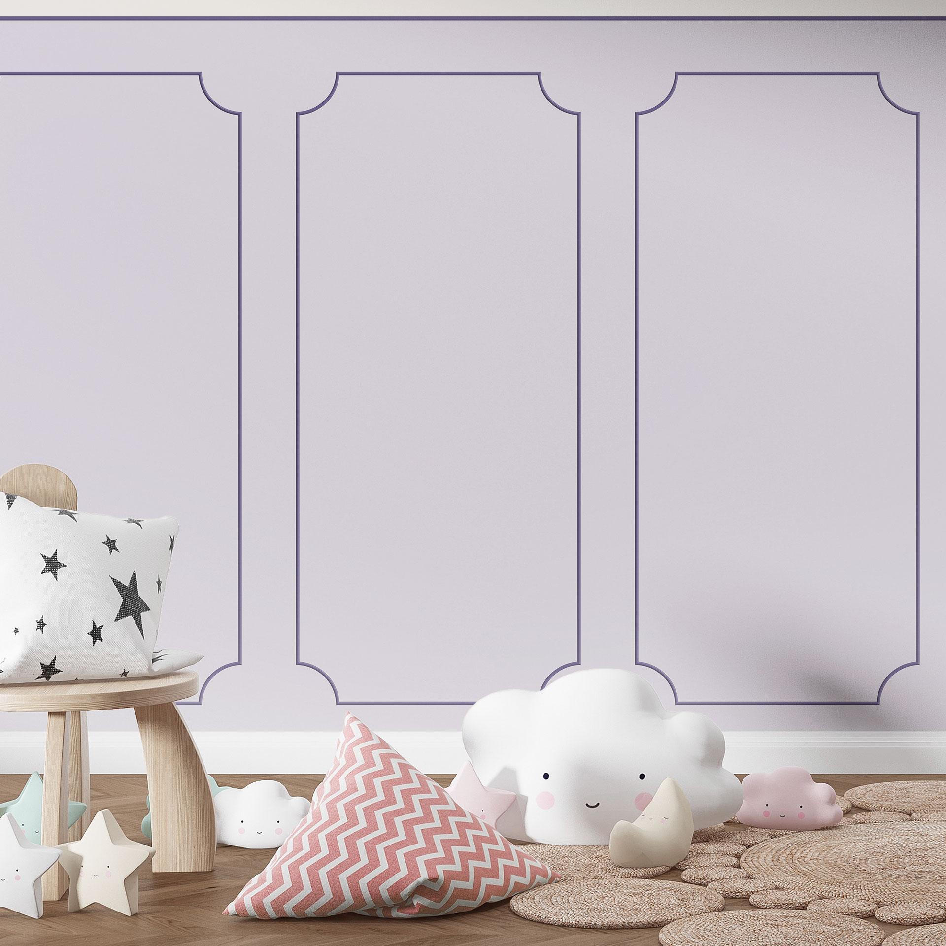 Wandpanelen Wandbekleding lila-pastel met sierbiesoptiek