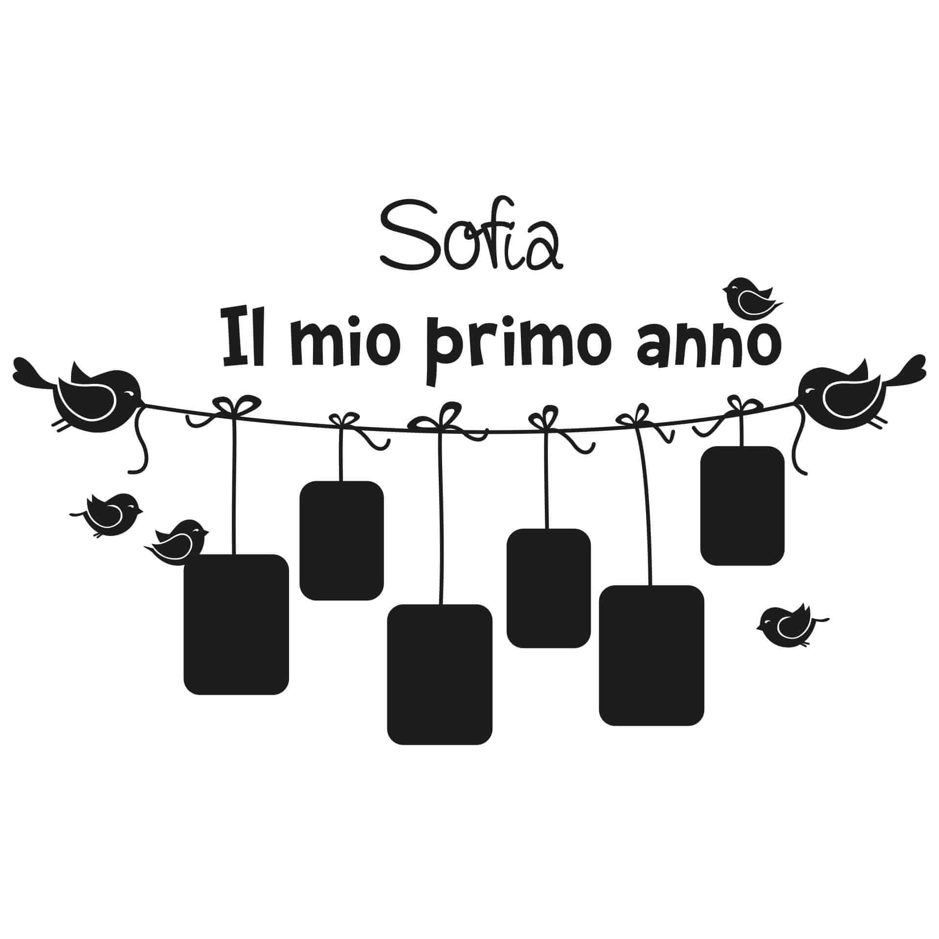 Adesivo murale + Nome Il mio primo anno... con spazio per foto
