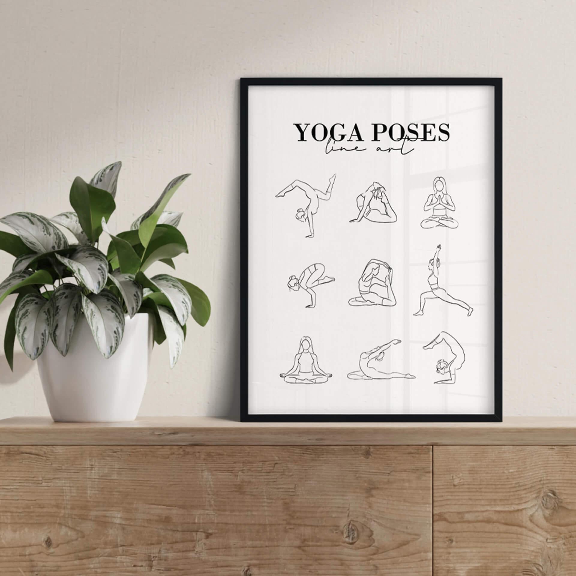 Plakat - Yoga Poses - Line Art