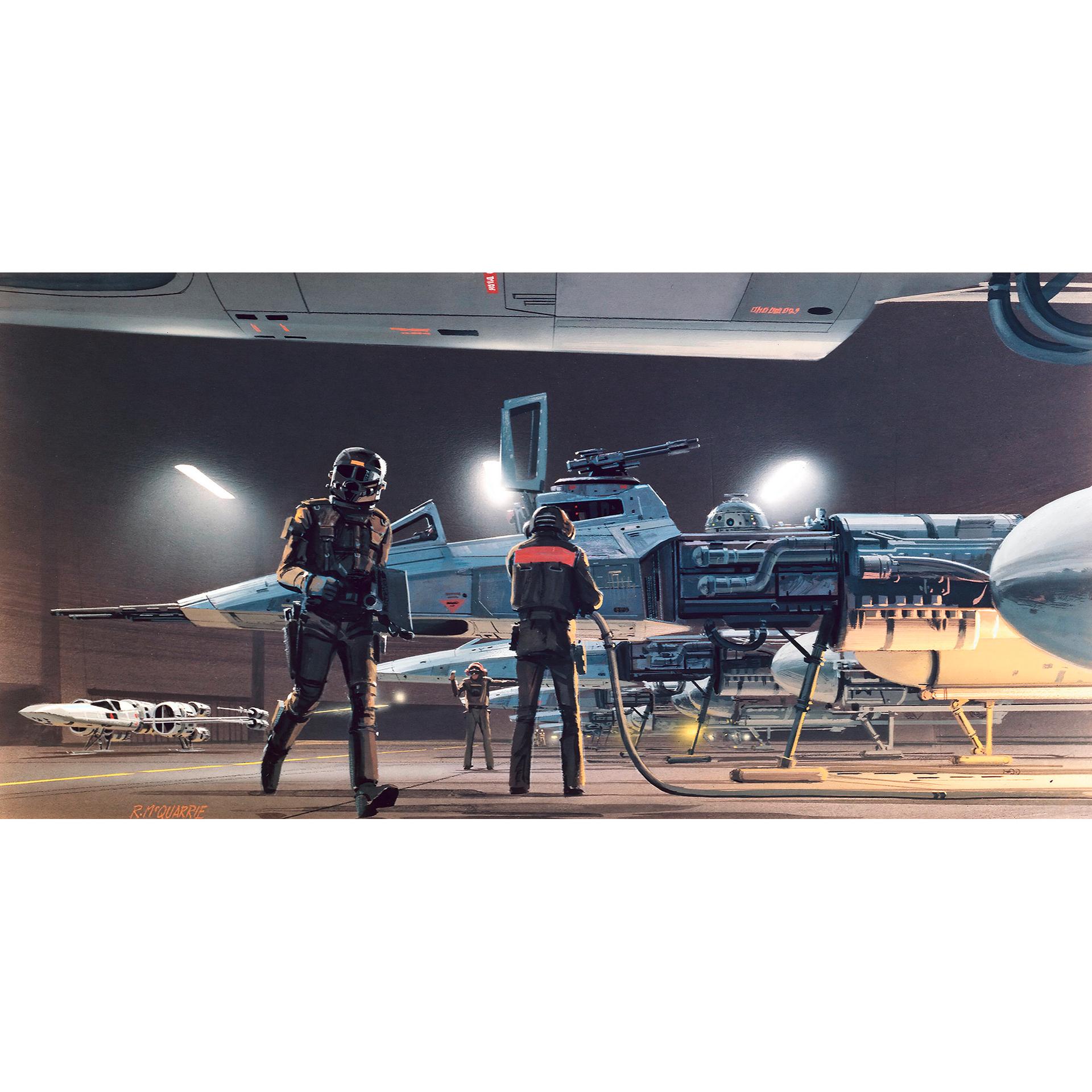 Vlies Fototapete - Star Wars Classic RMQ Yavin Hangar - 500 x 250 cm