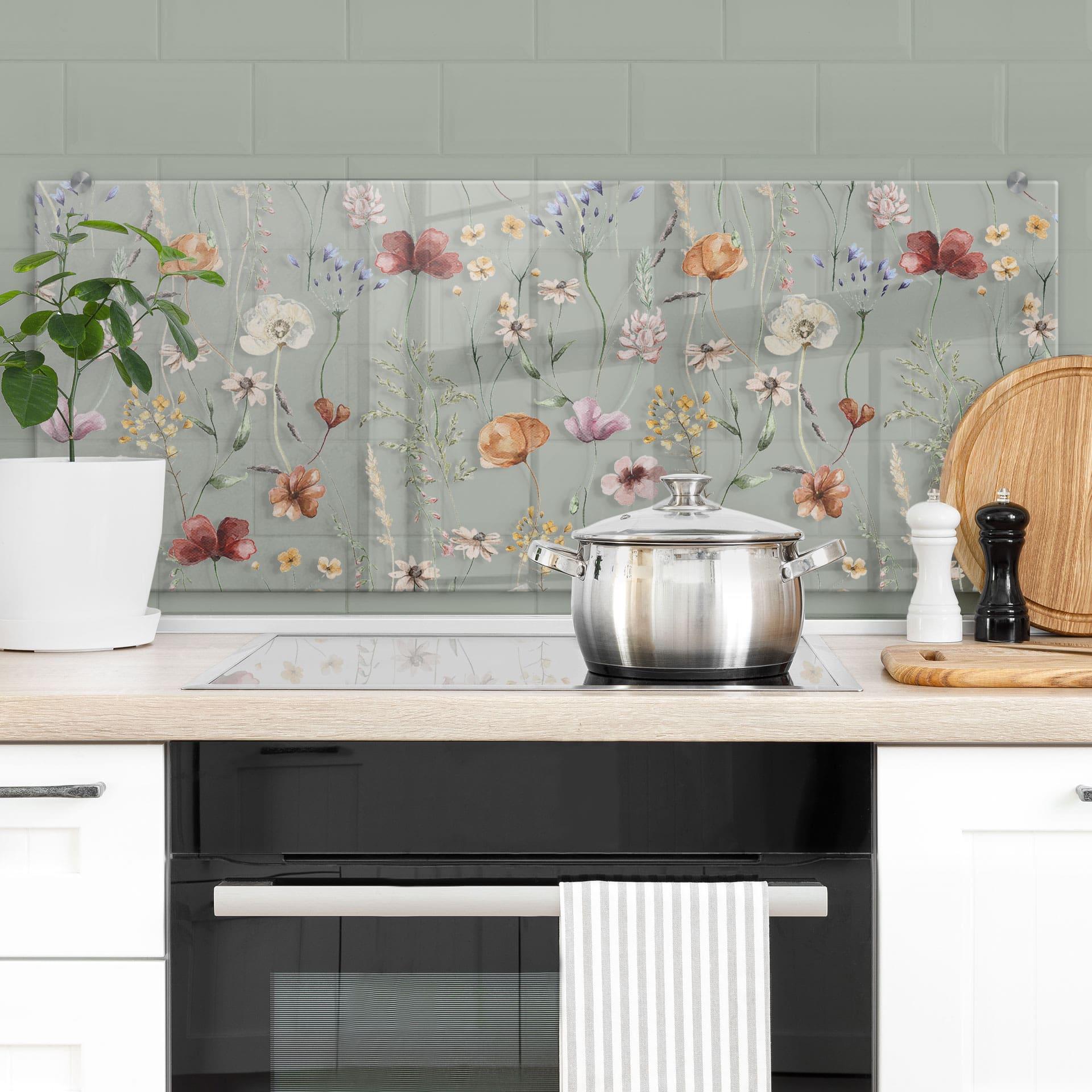Stænkplade Farverige vilde blomster - UN Designs