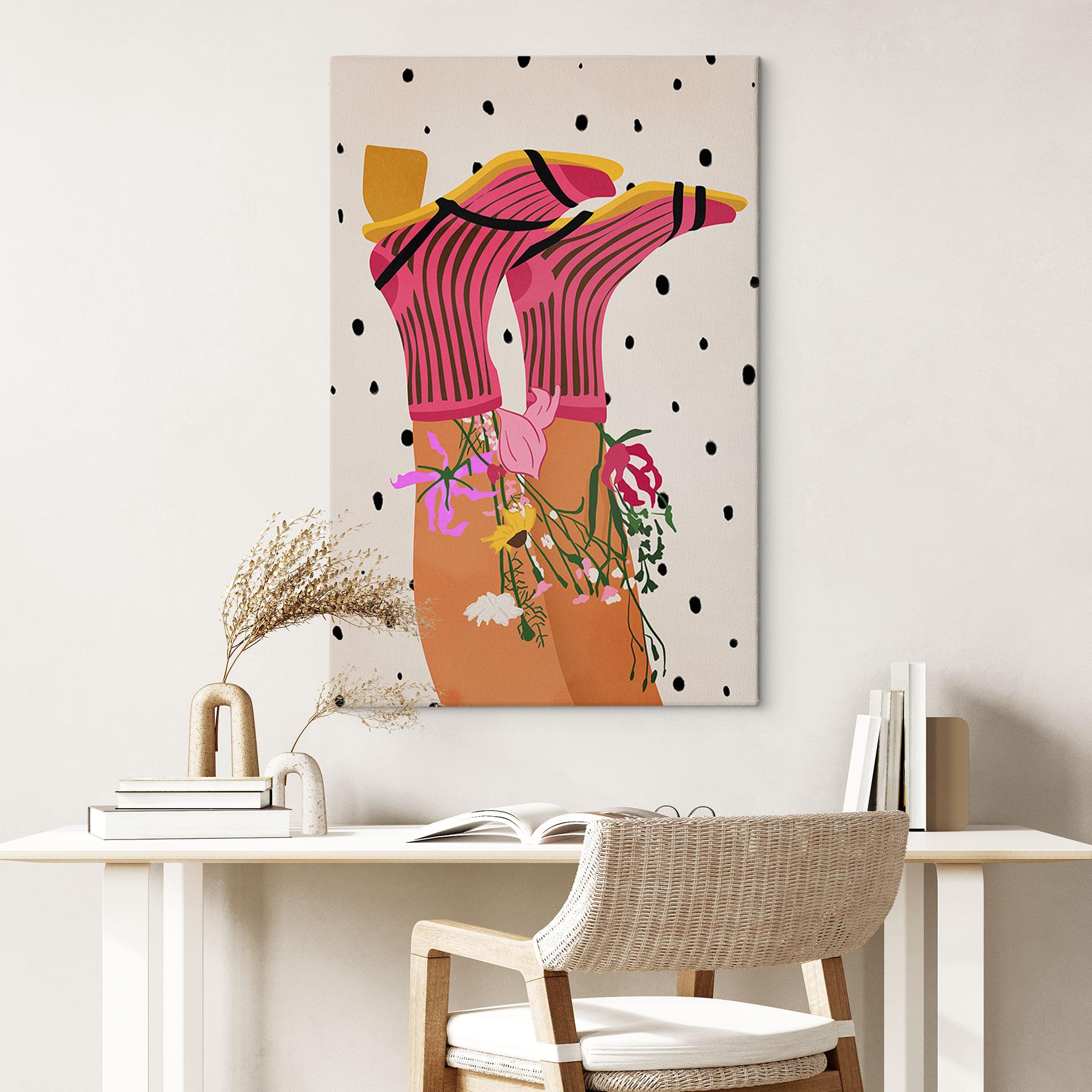 Canvasbillede sokkekærlighed møder flower power - Mokate