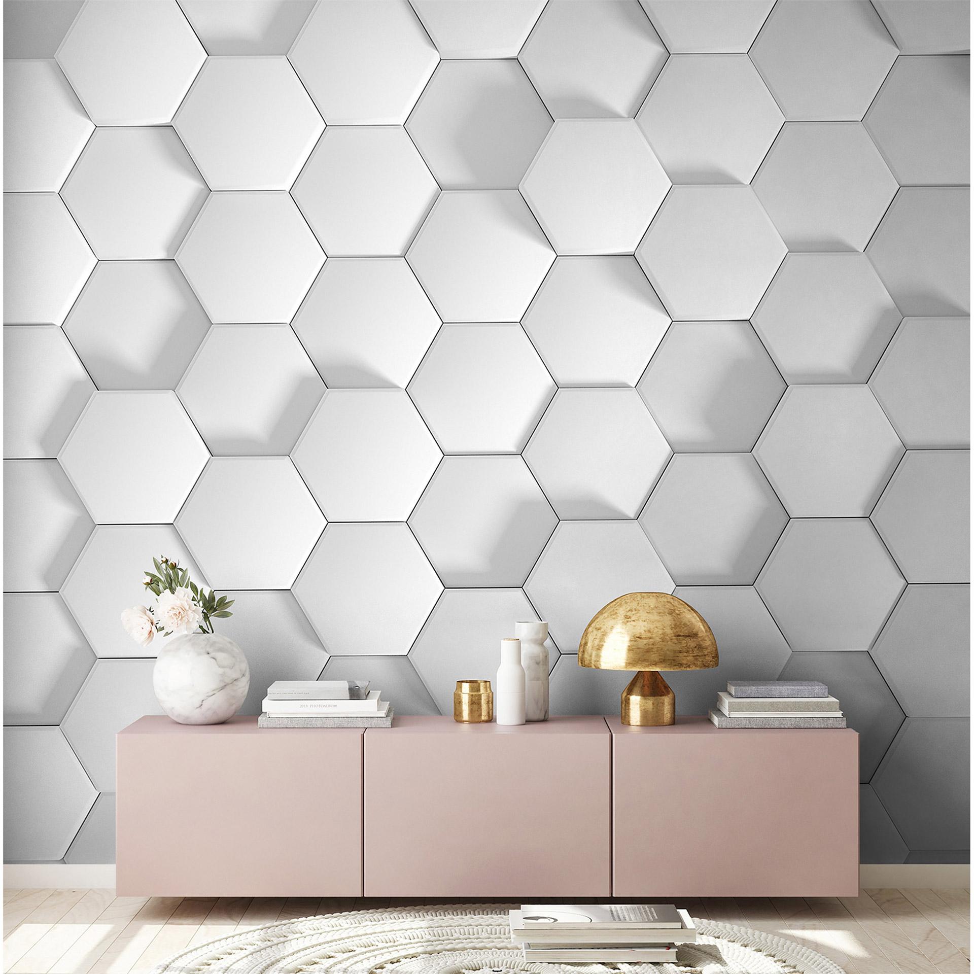 Fibertapet Honeycomb fototapet Designwalls i grå