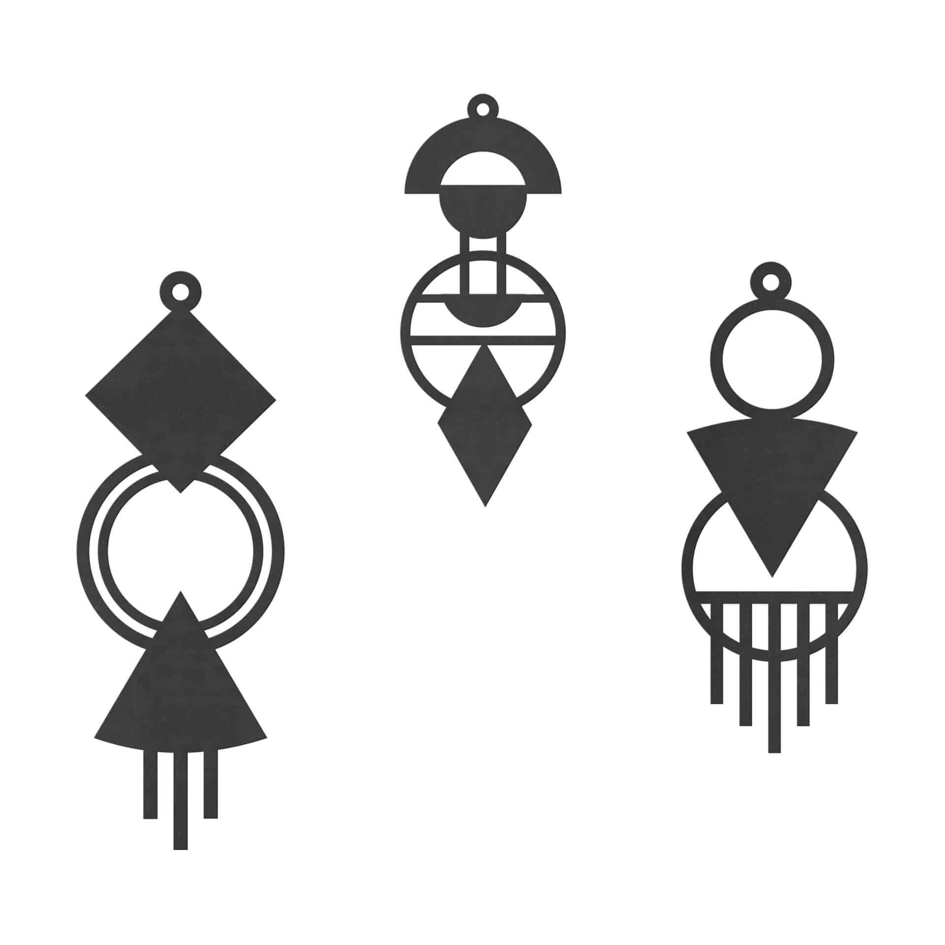 Dekoracja drewniana - Makrama - geometryczna