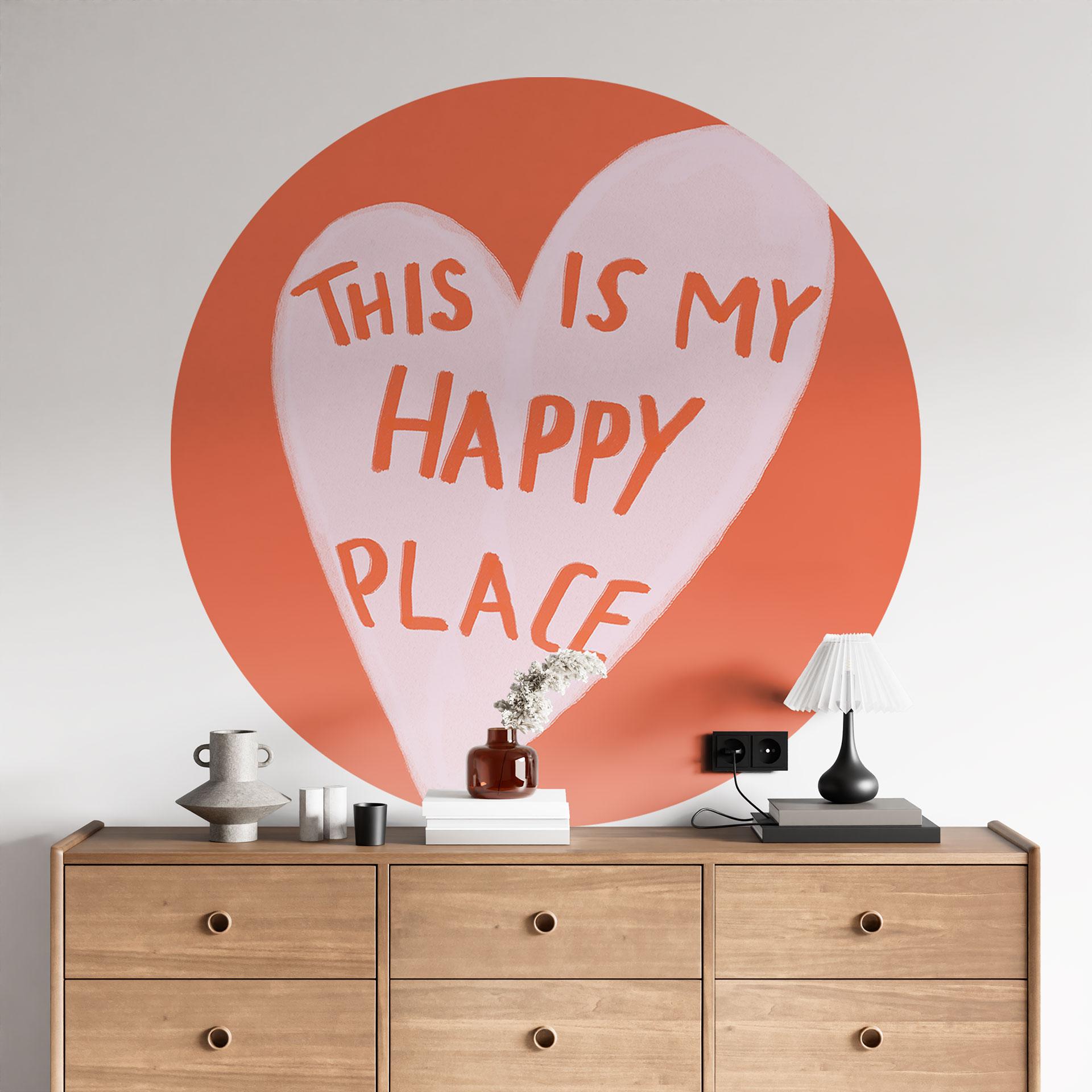 Wallsticker This is my happy place med hjerte - Fritsch - Rund