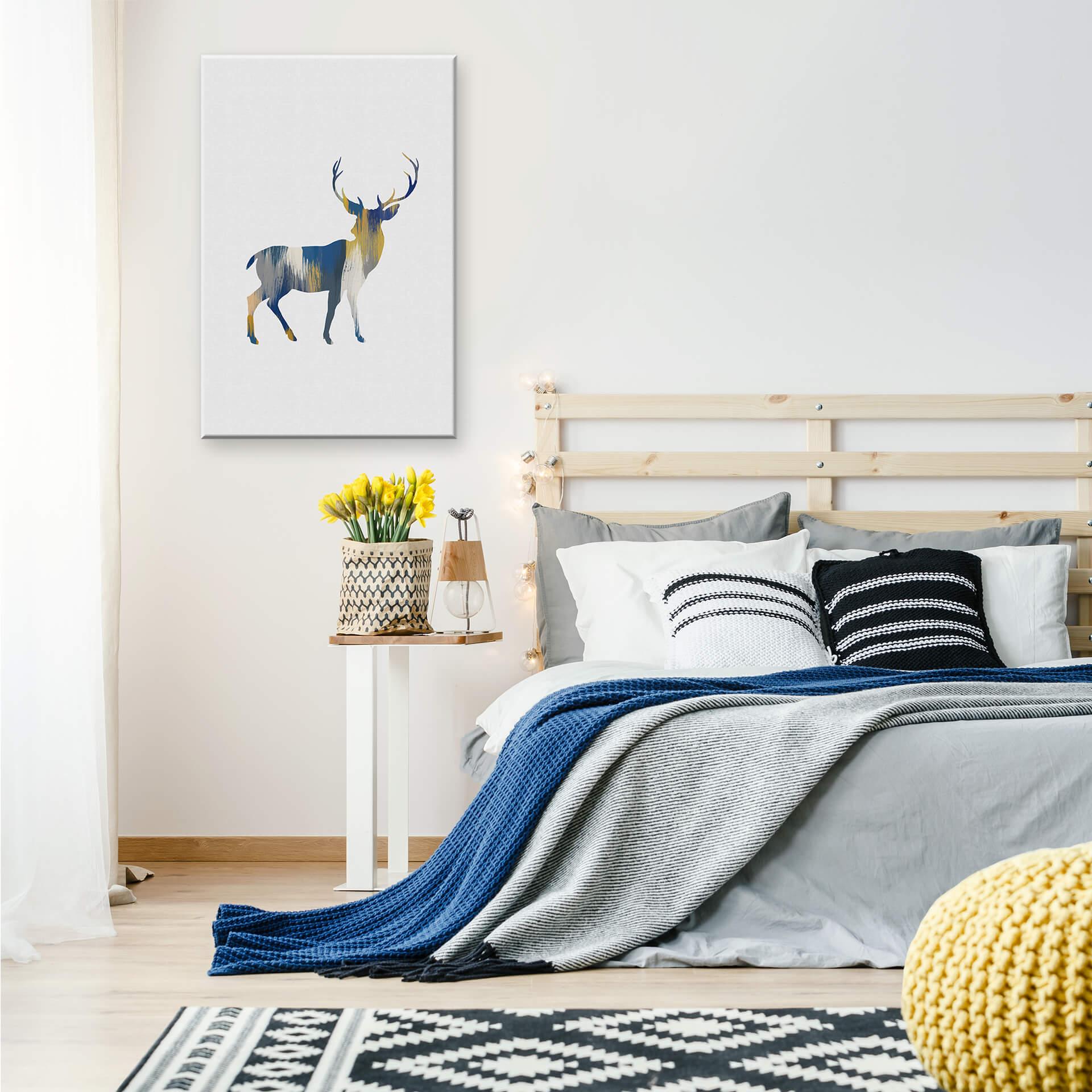 Canvas Orara Studio - Deer Blue and Yellow