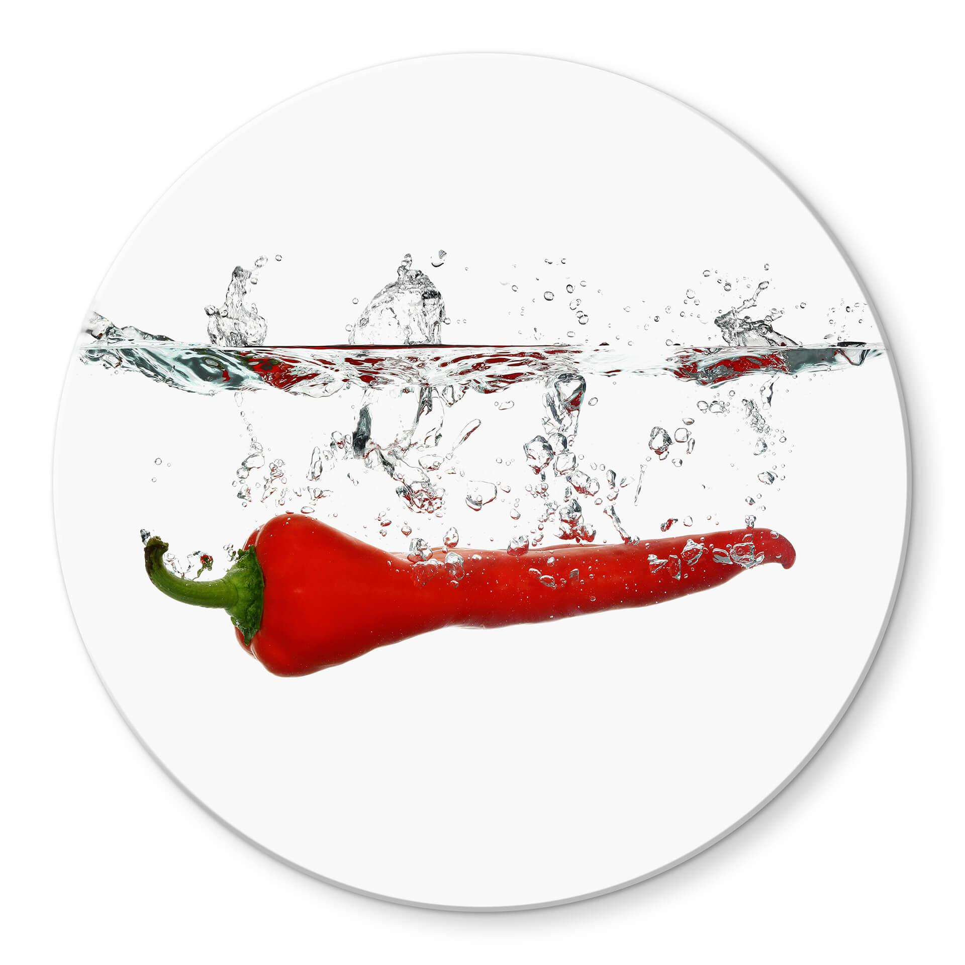 Tableau en verre - Piments - rond