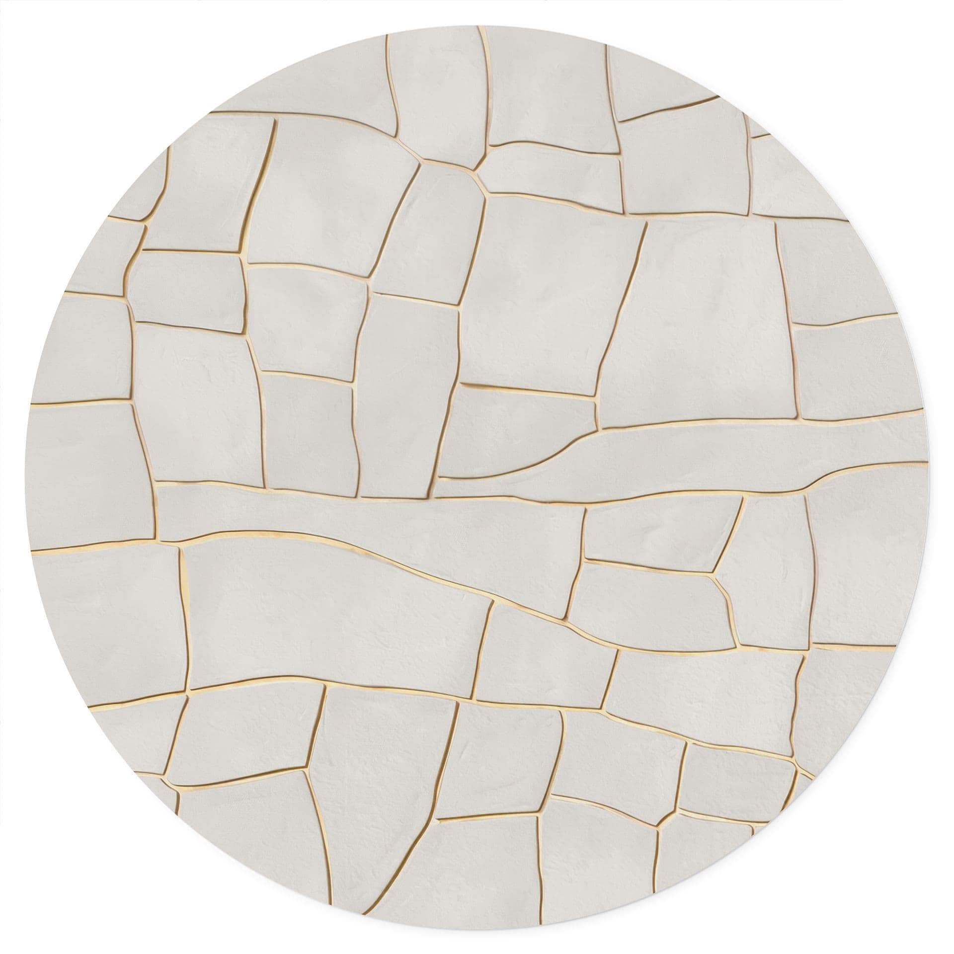 Adesivo murale astratto con motivo a crepe in beige - Alma - Rotondo
