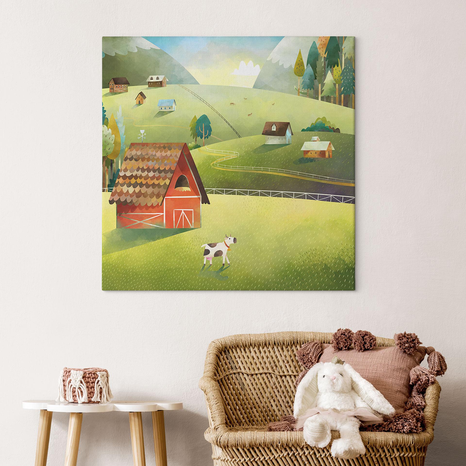 Canvasbillede Farverig gård i bjergene - DigitalArtsi