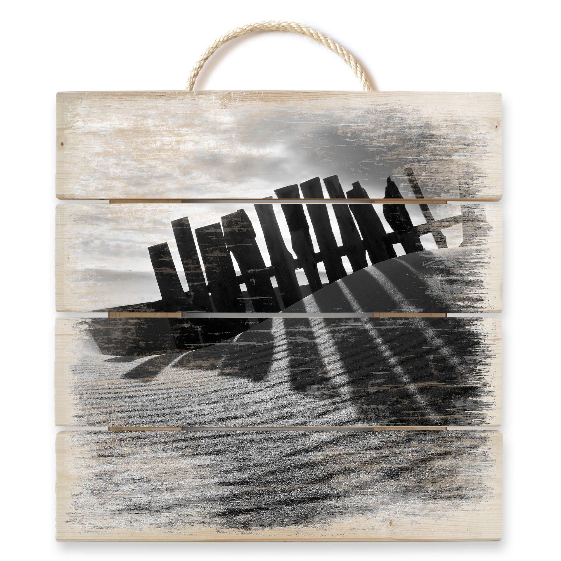 Cuadro de madera paisaje playa - 40x41,5 cm
