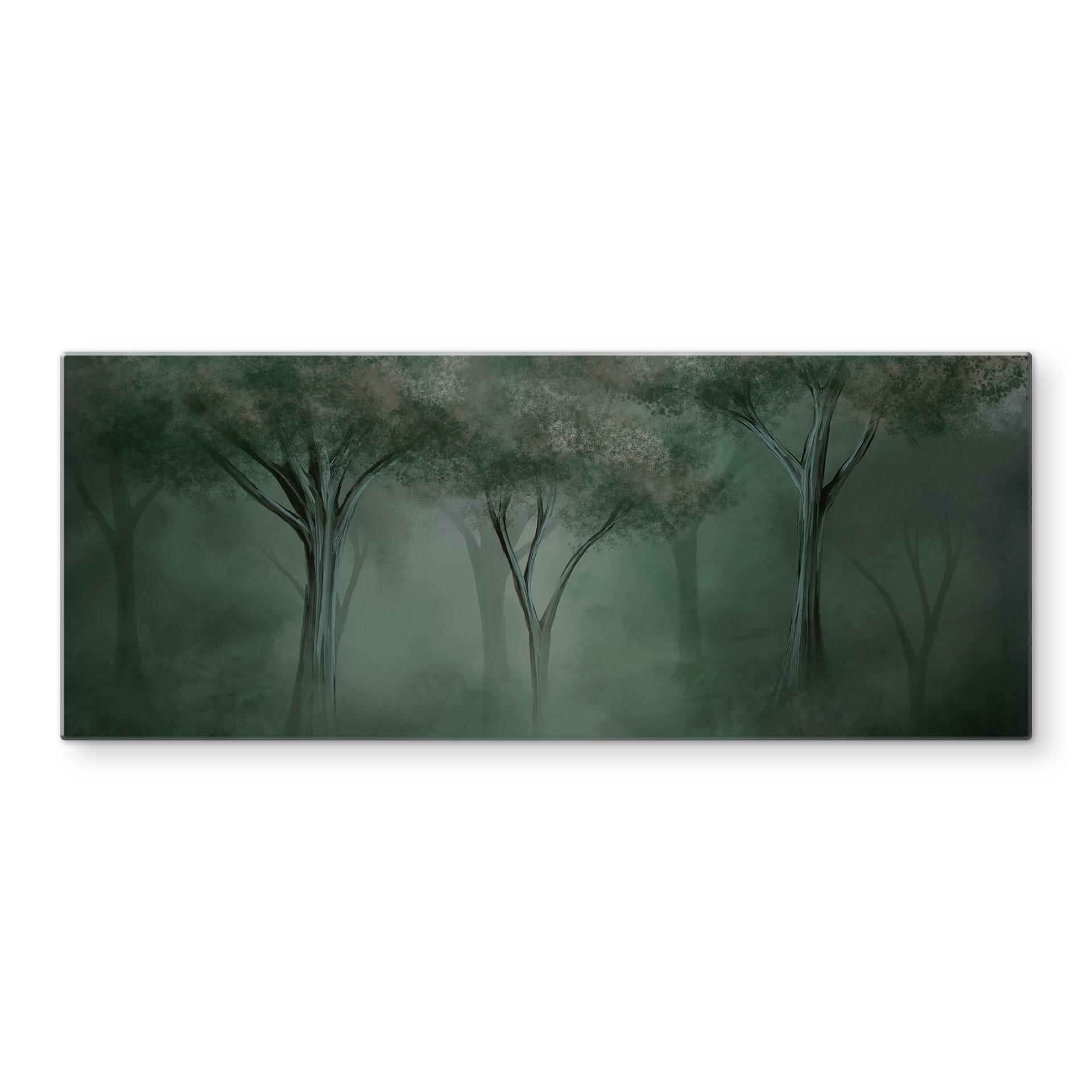 Spritzschutz Waldmagie im Morgennebel Grün - Ms Tiff - Panorama