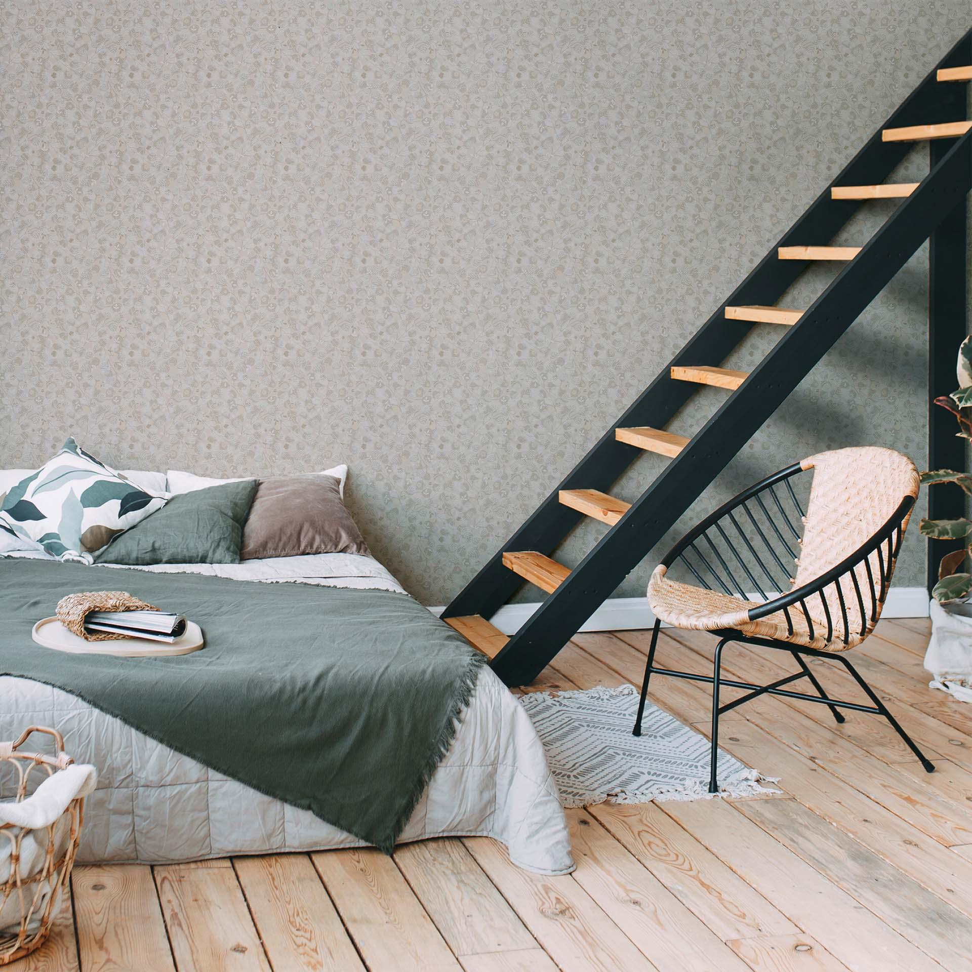 behang bloemen zweedse stijl modern - scandinavisch vintage bloemenbehang beige vliesbehang