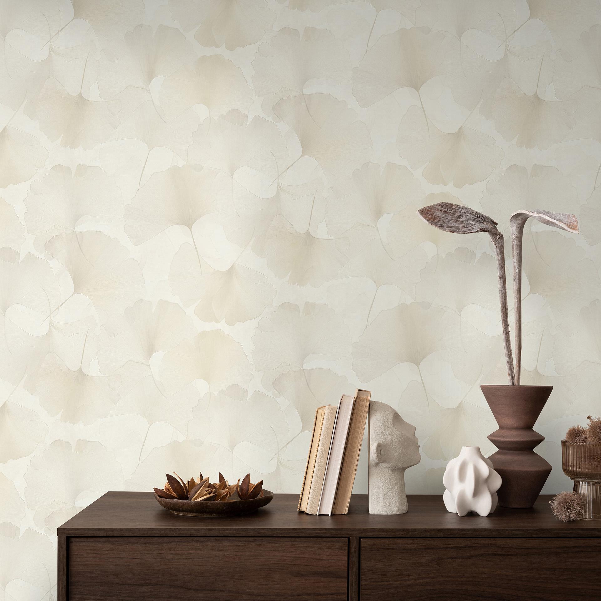 Tapet med bladmotiv Elysium creme