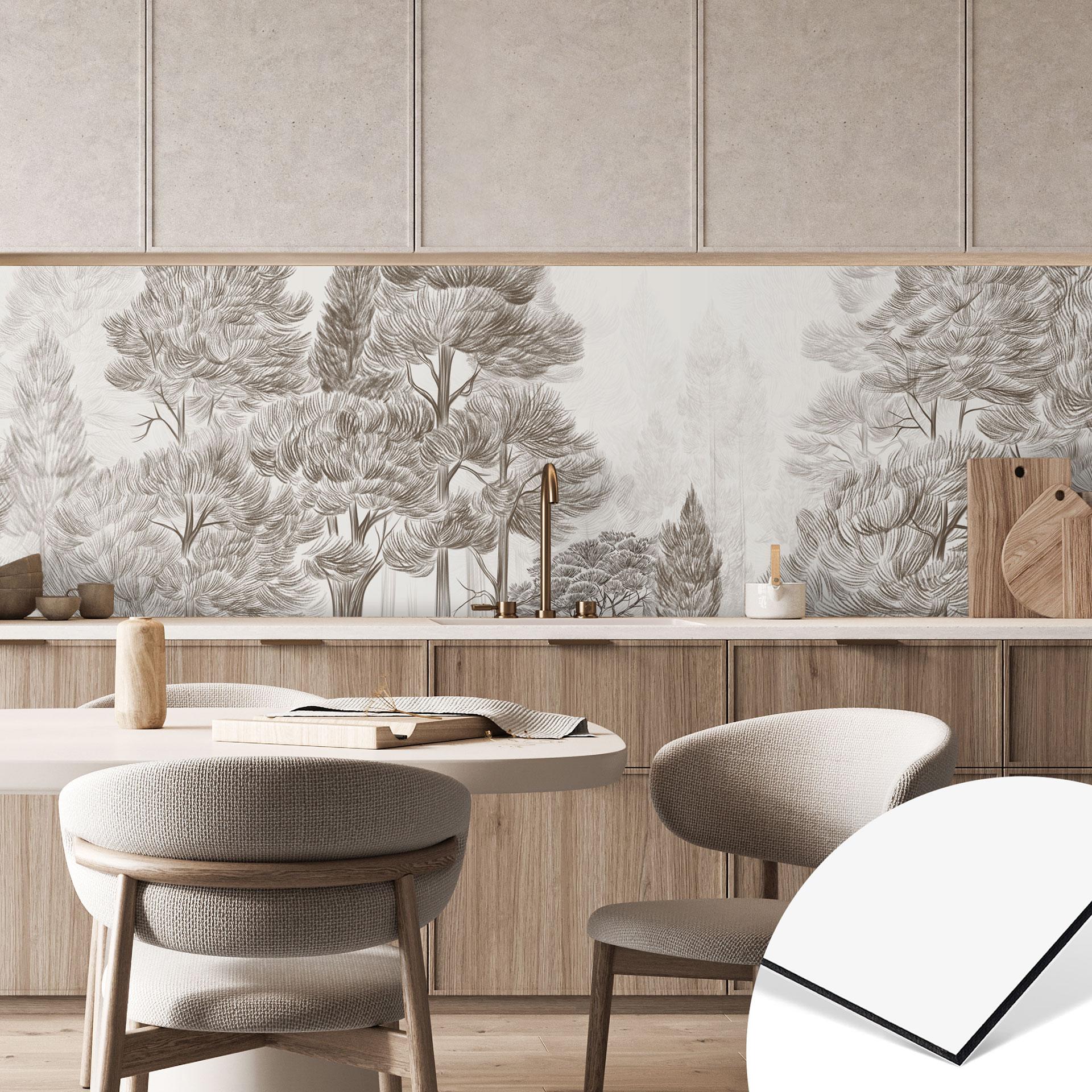 Küchenrückwand Wald mit Waldlandschaft in Beige - Ms Tiff
