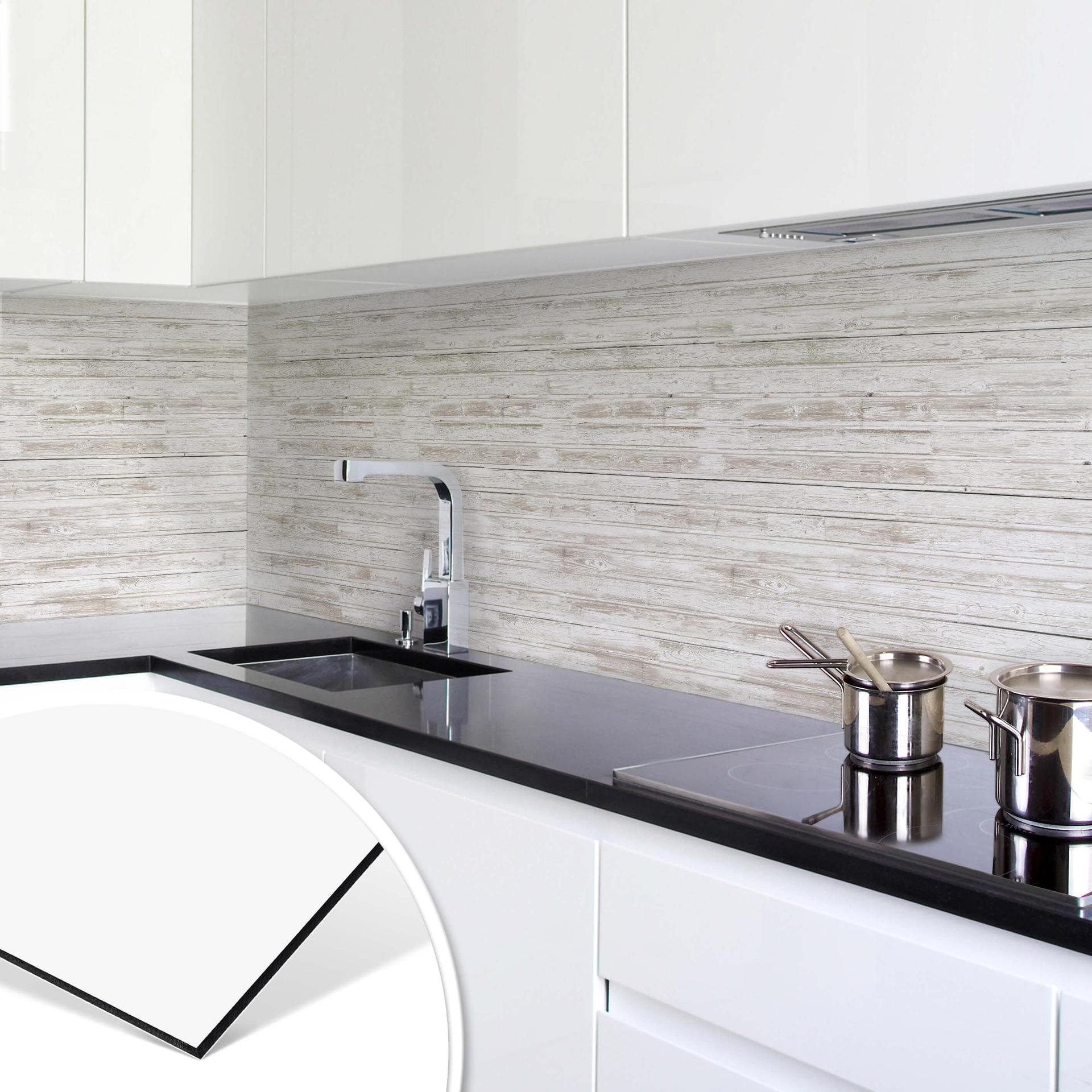 Revêtement pour cuisine - Alu-Dibond - Bois shabby chic