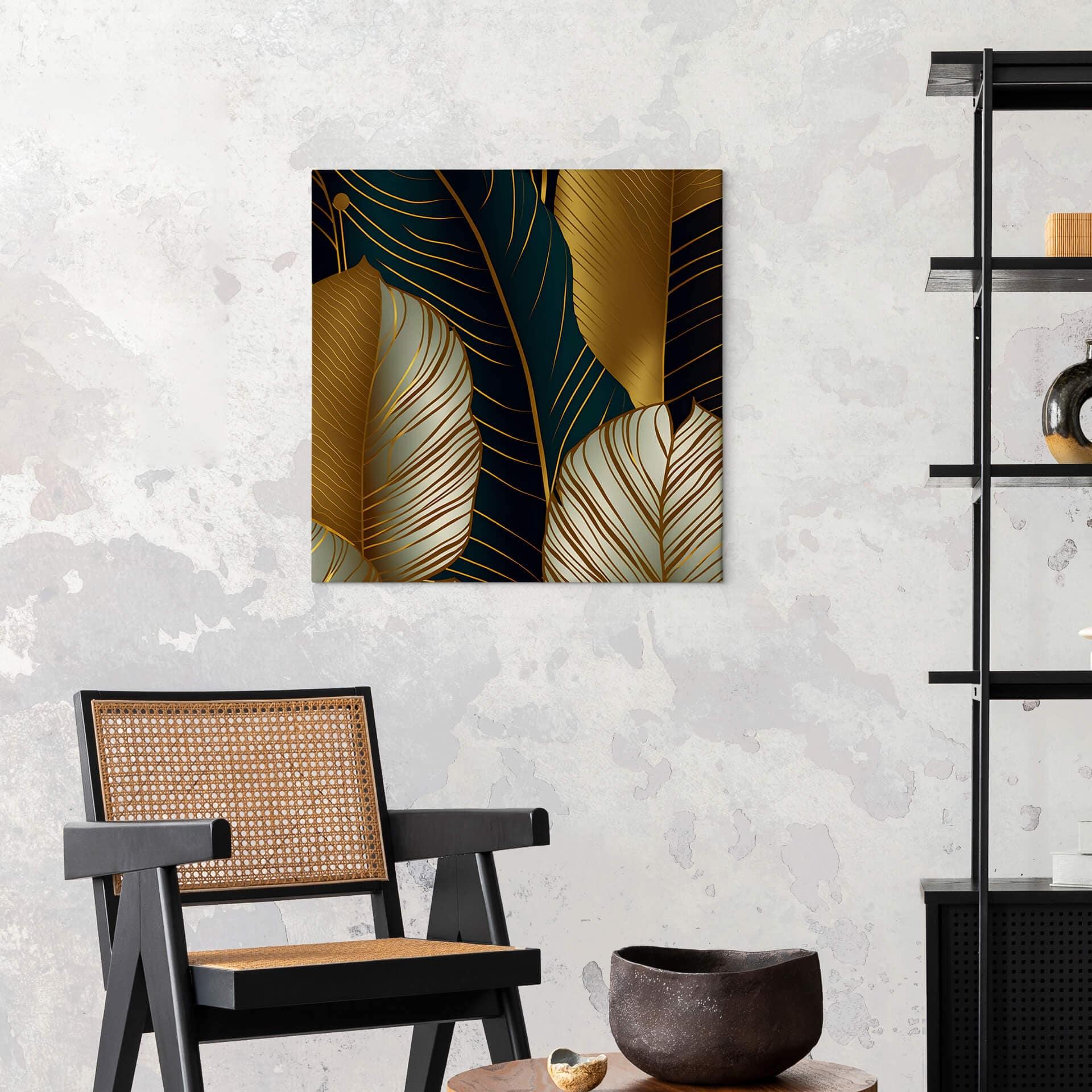 Canvas Gouden Palmbladeren