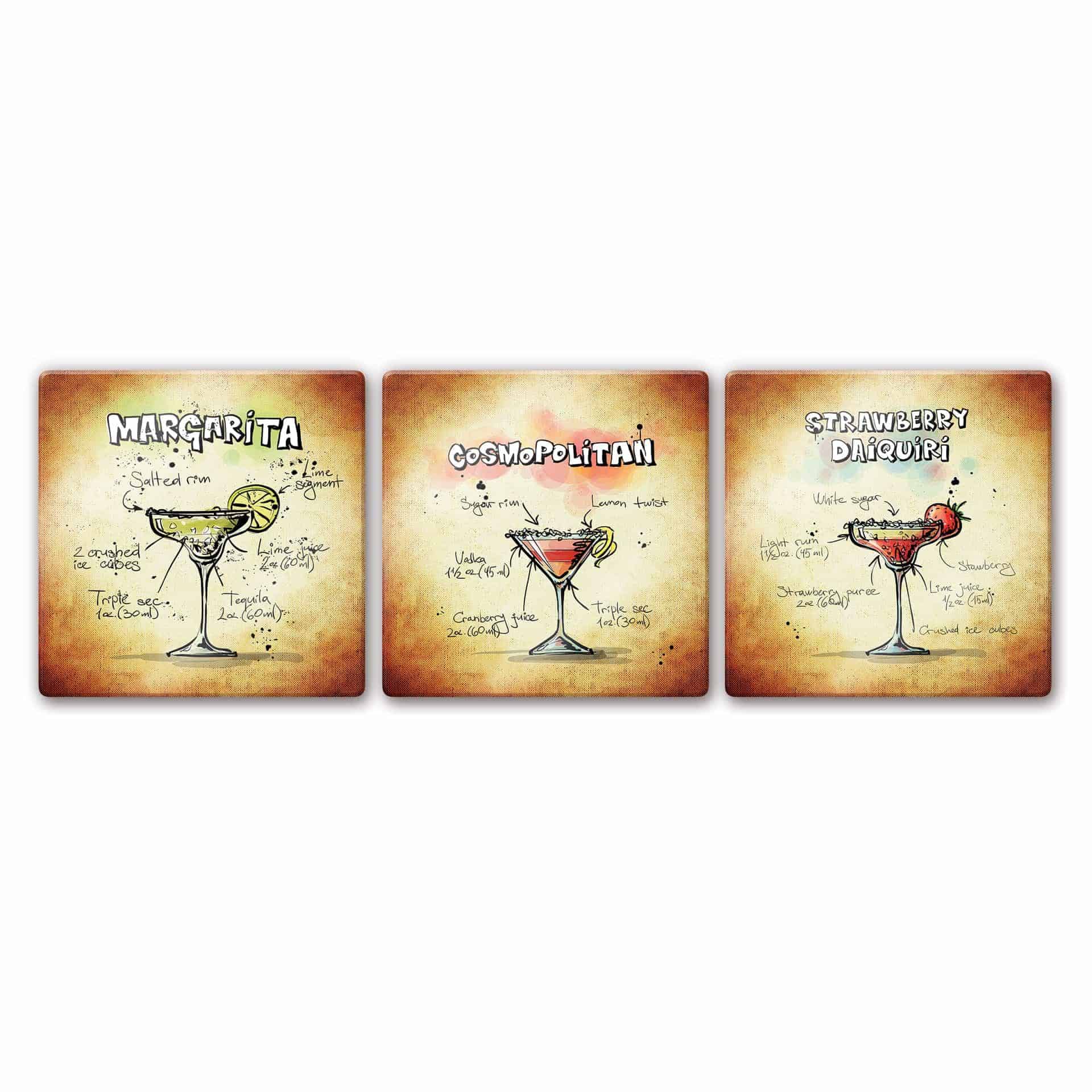Tableau en verre - Cocktails Set 01 (3 parties)