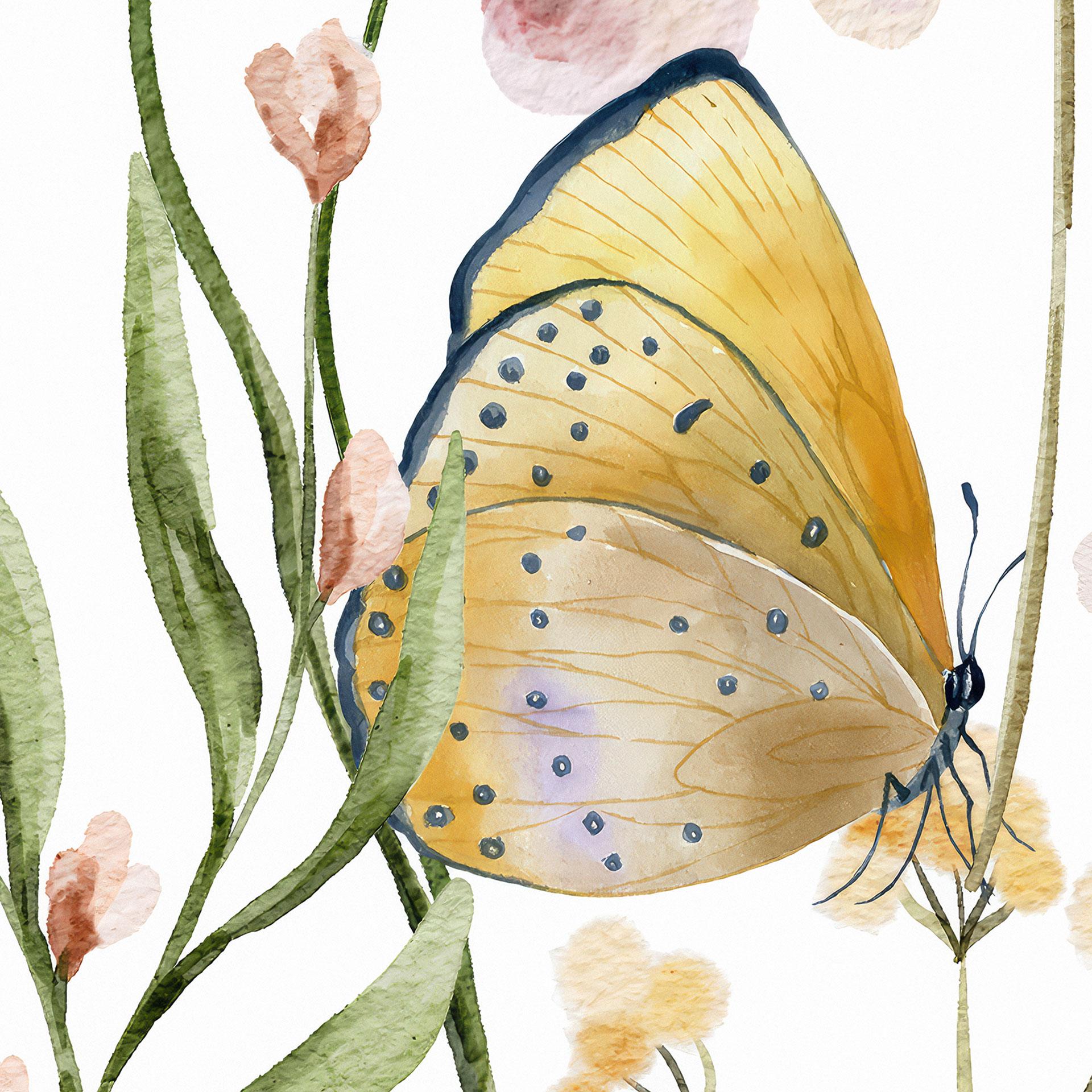 Fotobehang Lenteweide met vlinders - UN Designs